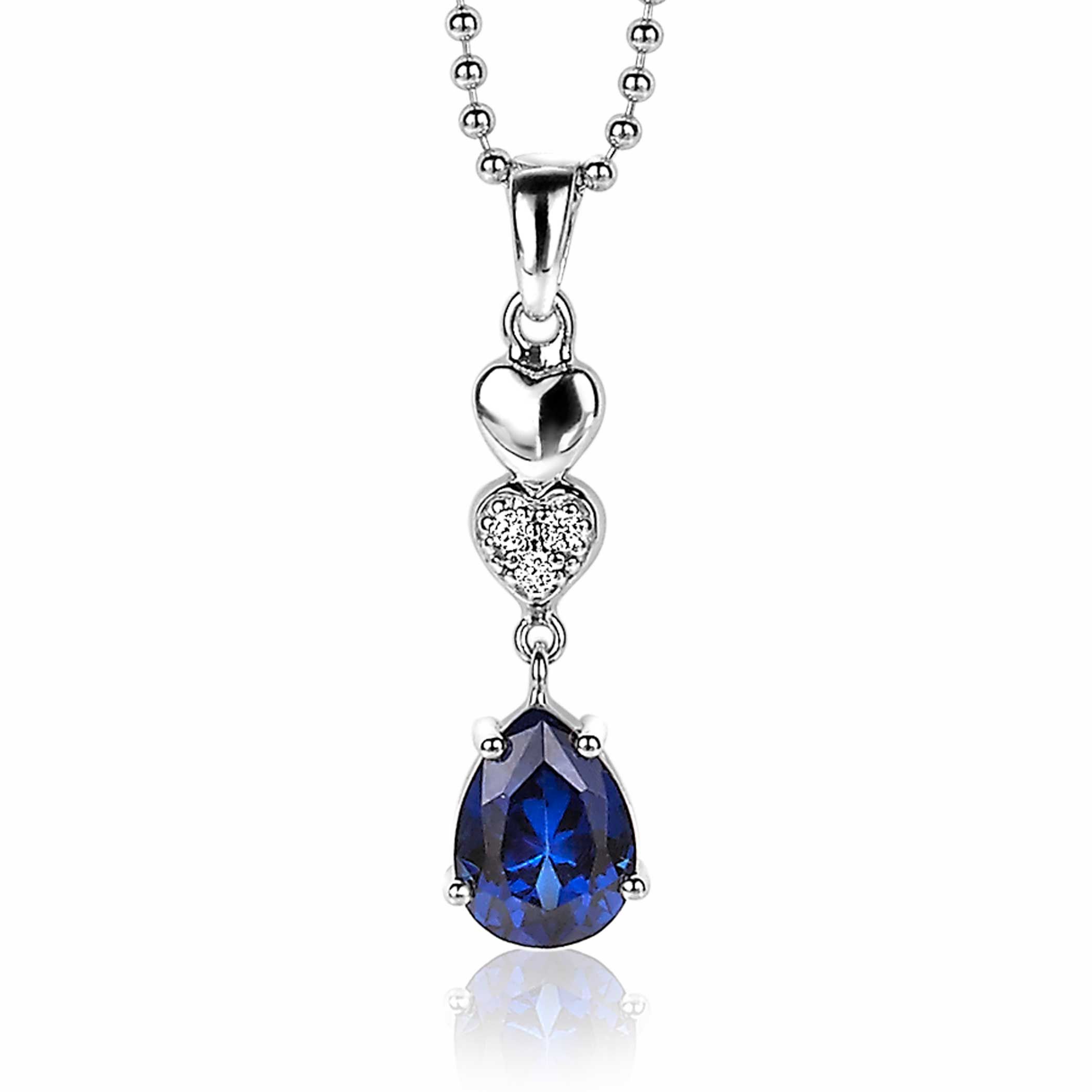 ZINZI silberner Anhänger 24mm Herzen und Birnenform weiß blau ZIH2124
