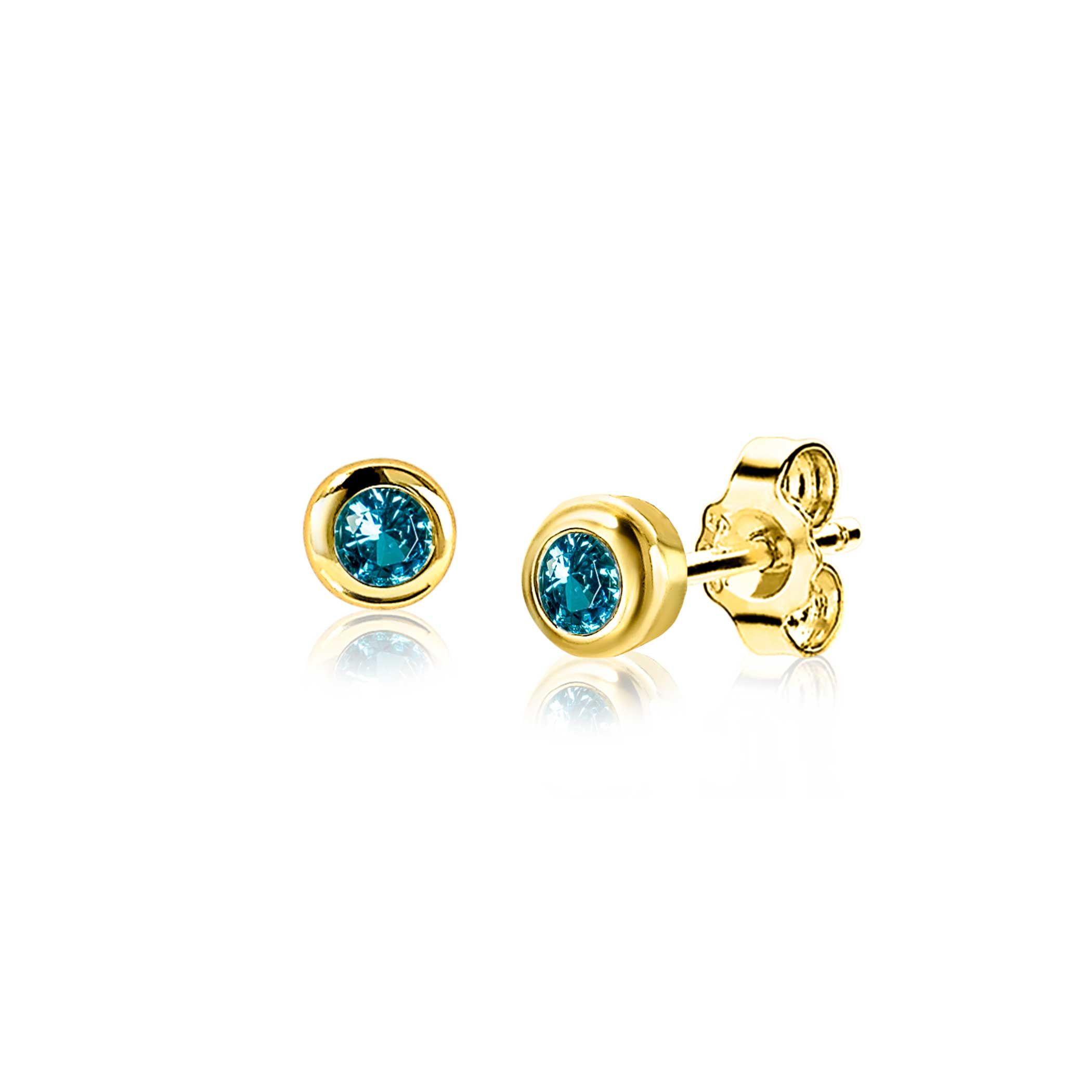 ZINZI zlv. oorkn. gg.verg.birthstones aquamarijn cz