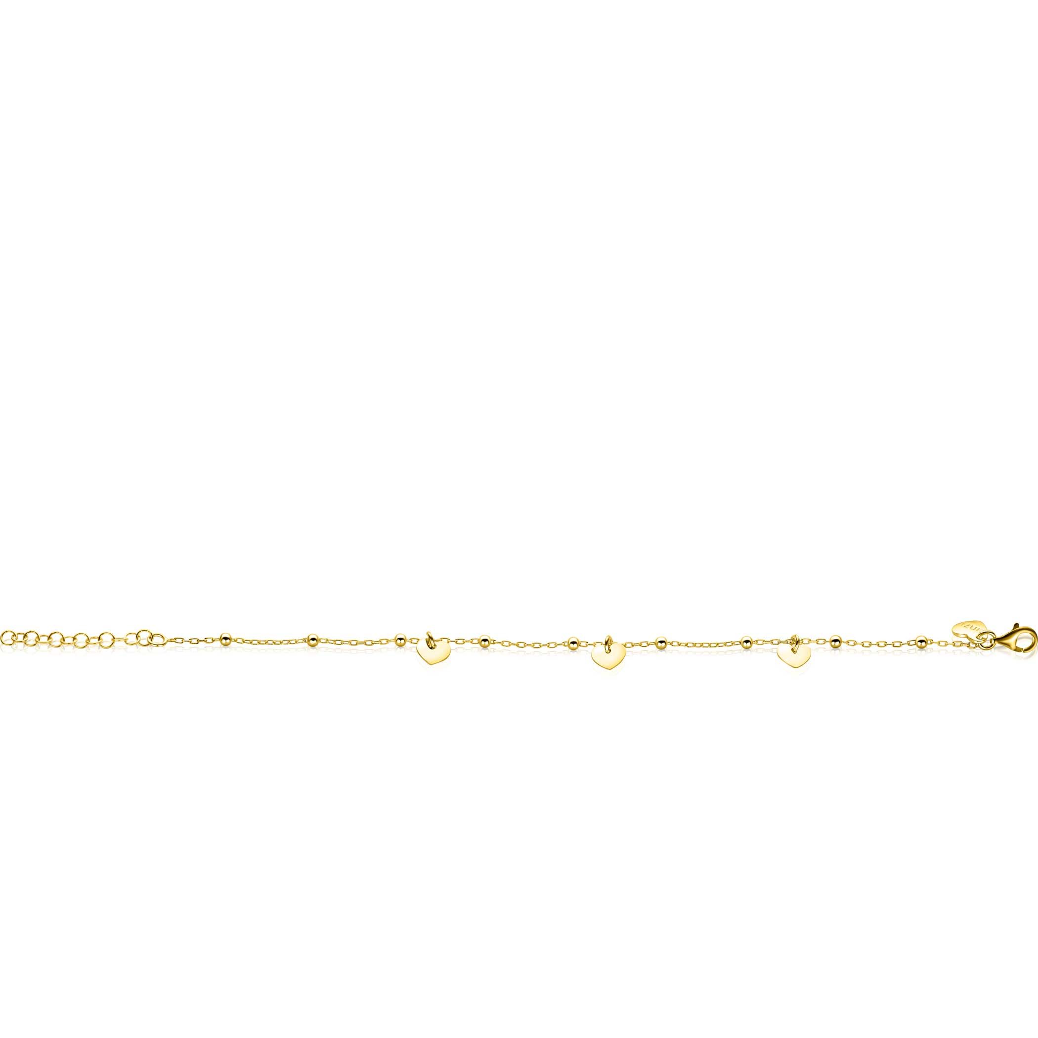 ZINZI zlv. armband gg.verg. fant. met hartjes eraan