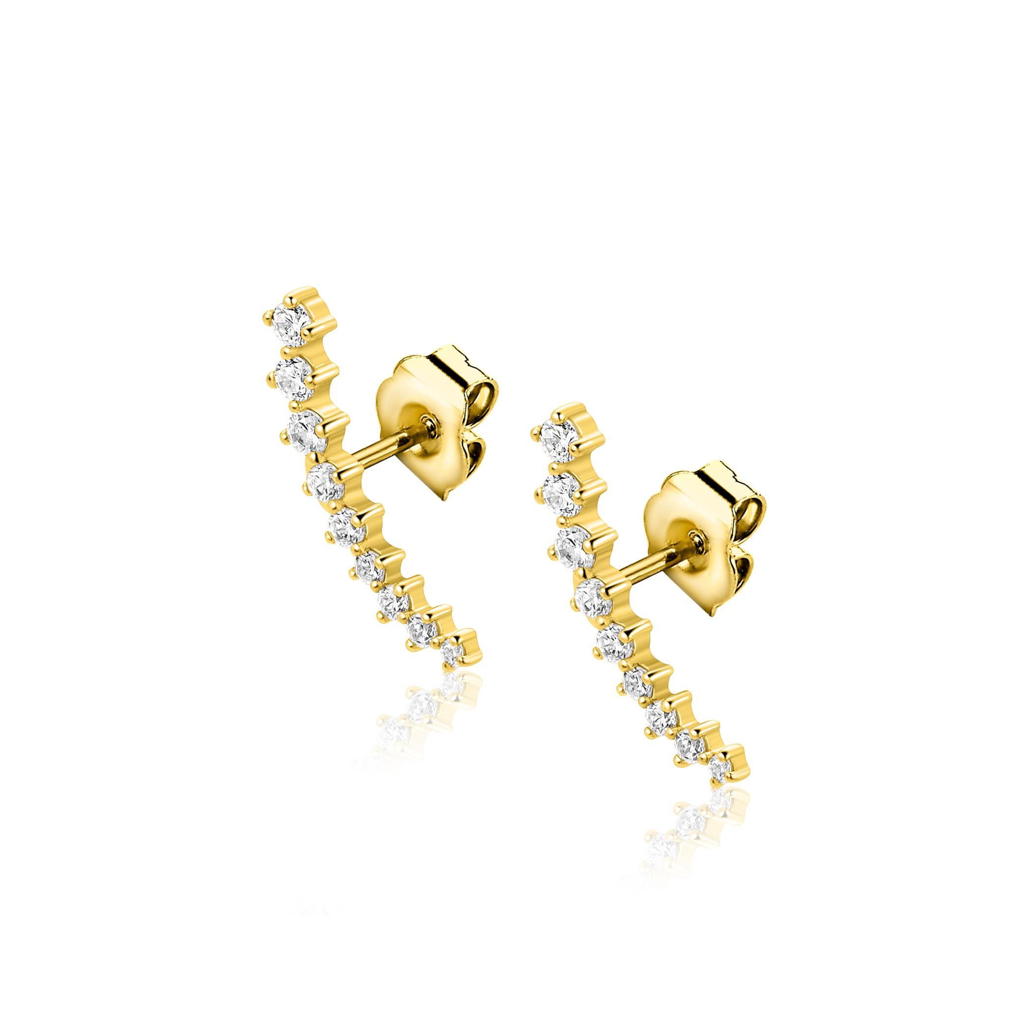 ZINZI zlv. oorstekers afl.zirconia's half gebogen