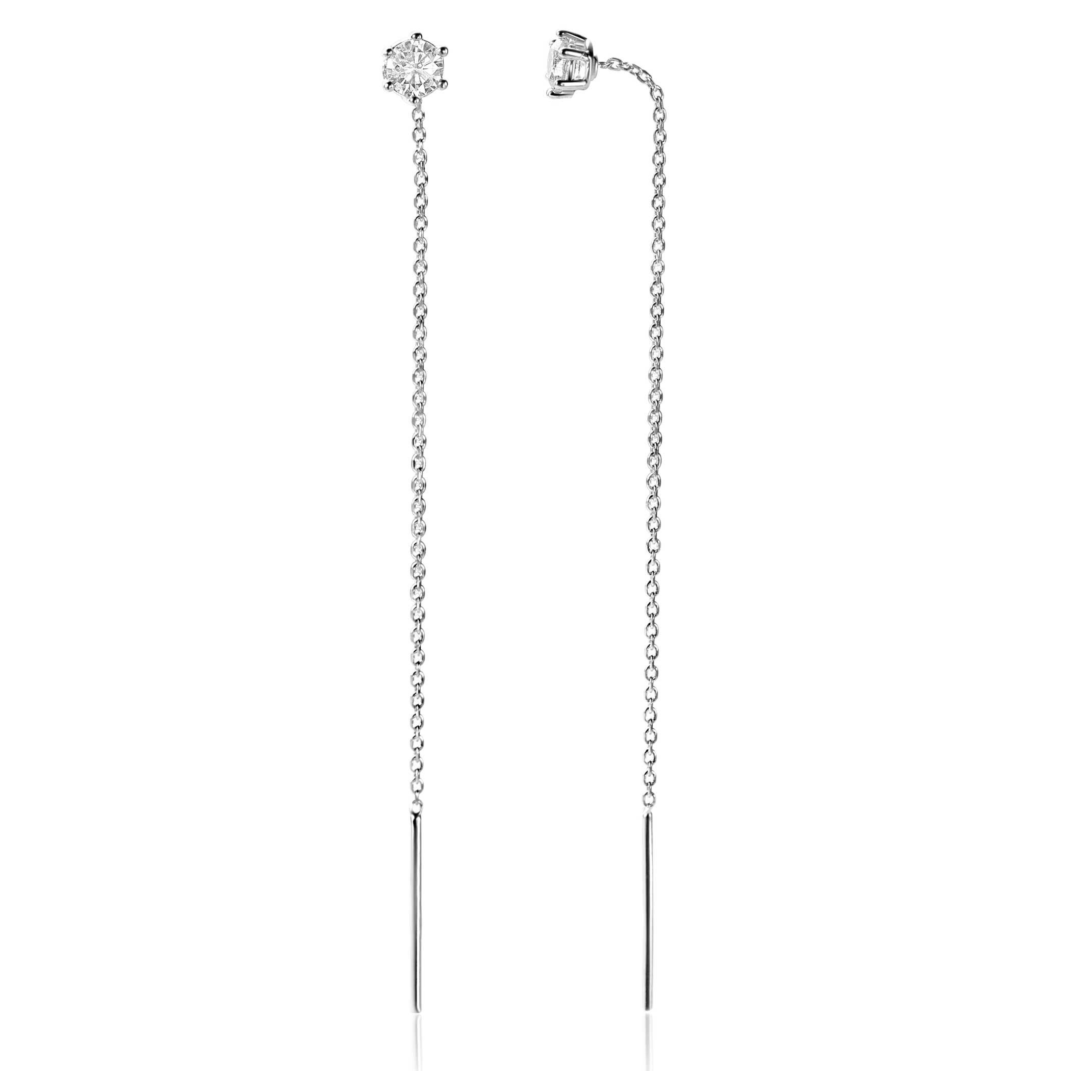 ZINZI zlv. doortrek oorsieraden met zirconia
