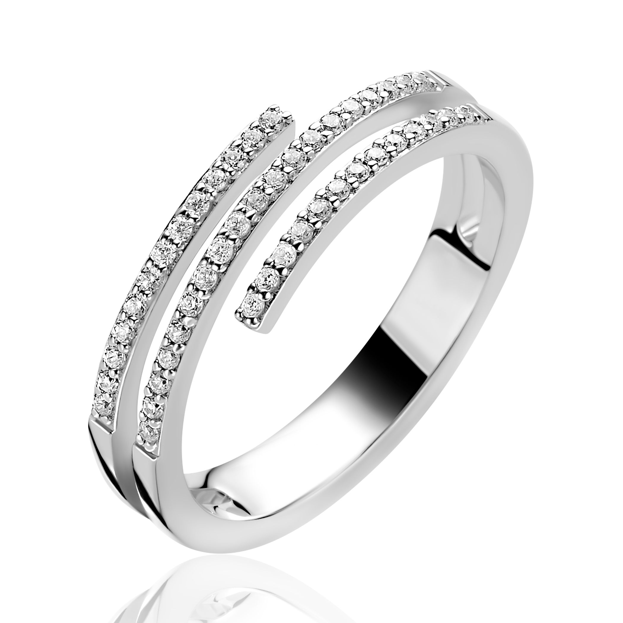 ZINZI zlv. ring slagmodel 3 banen zirconia's mt.62