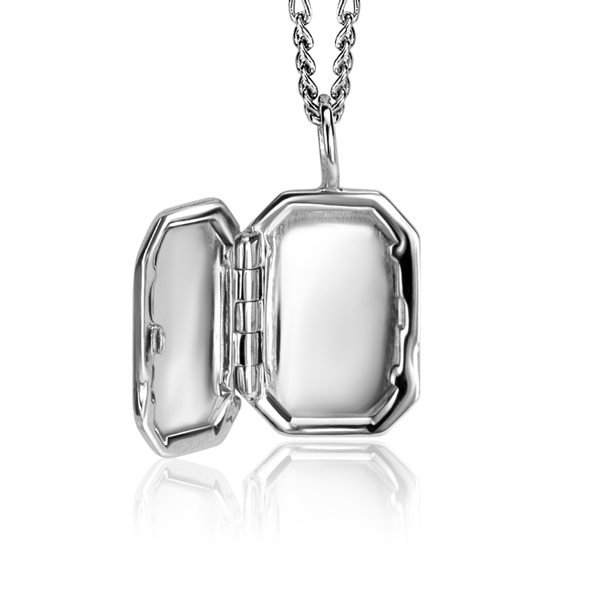 ZINZI zlv. hanger medaillon rechtoek zirconia 16mm