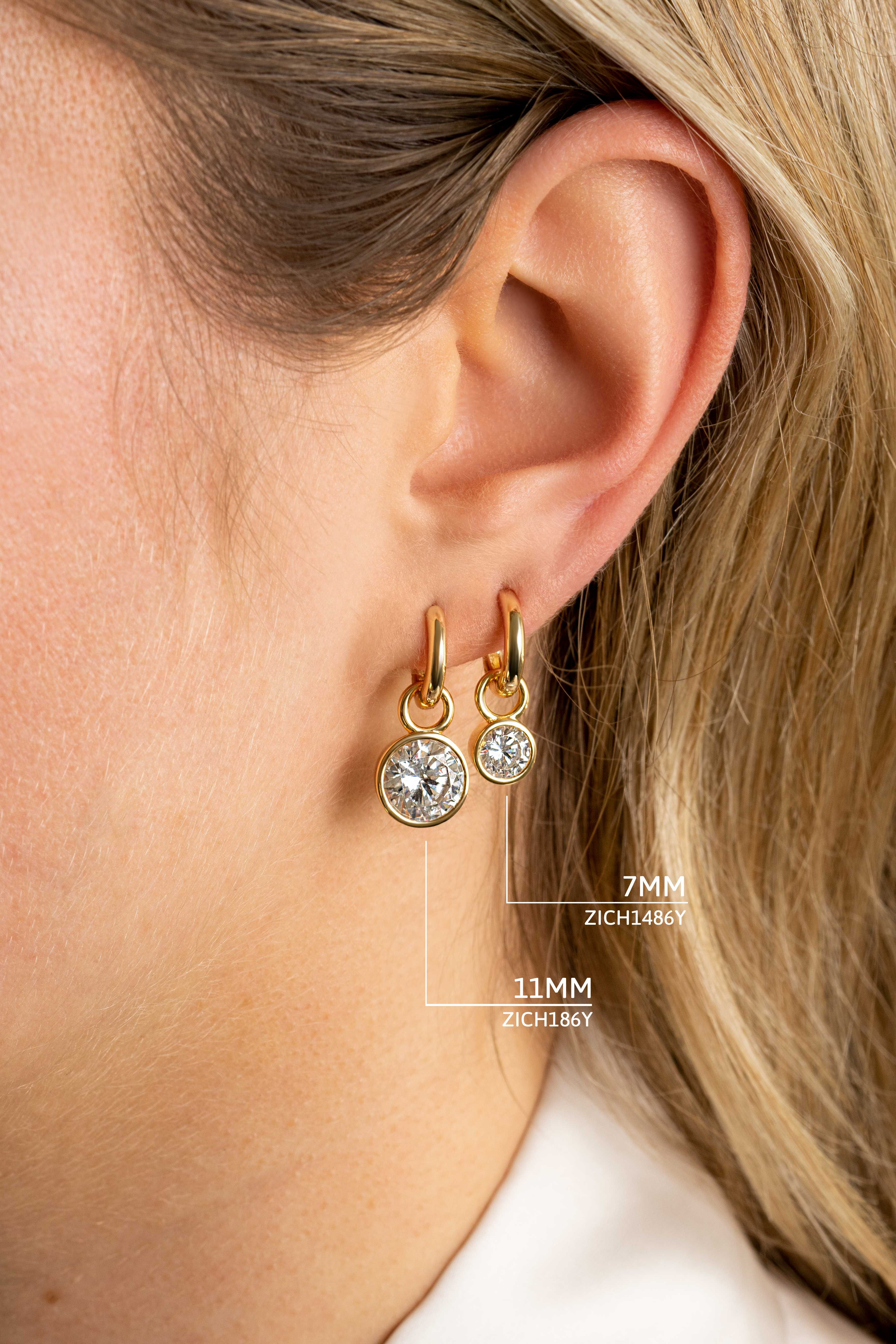 ZINZI silberne Ohrhänger 14K gelbvergoldet 7mm rund  weiß ZICH1486Y