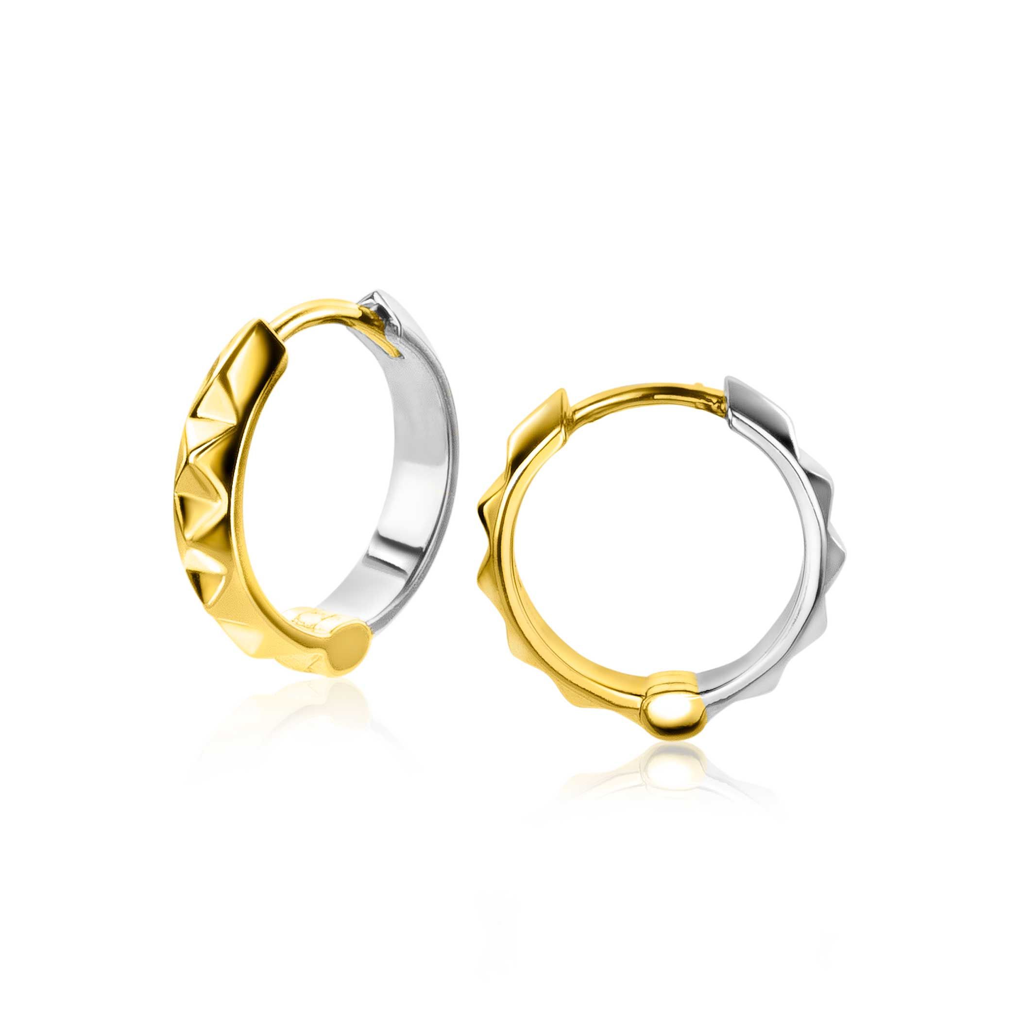 ZINZI silberne Nieten Ohrringe 14K gelb vergoldet zweifarbig 15mm ZIO2167CRG