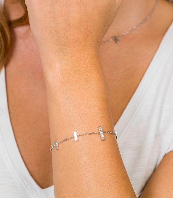 ZINZI silbernes Armband Stäbchen weiß ZIA1762