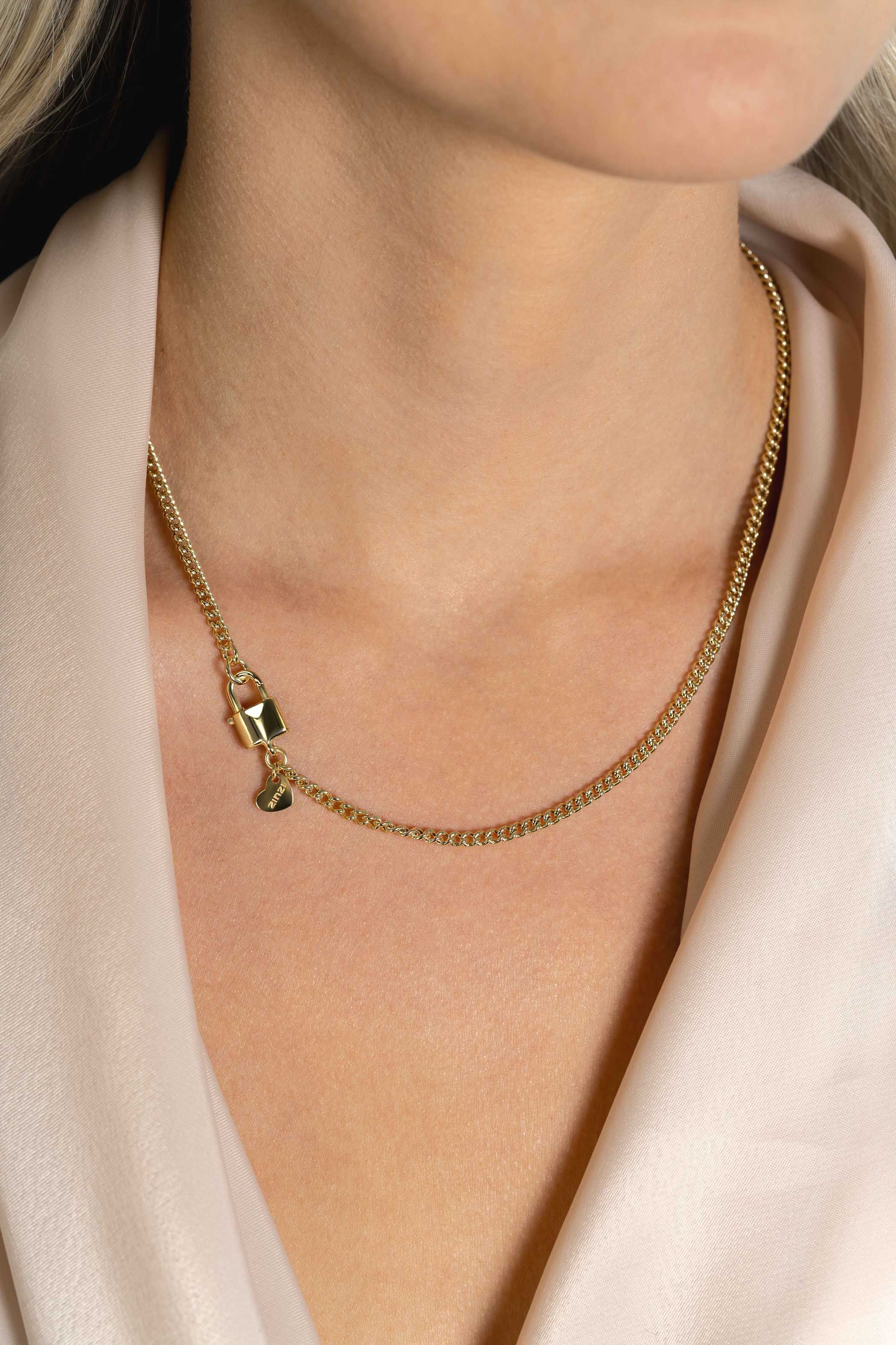 ZINZI zlv. collier gg.verg. grmt.met slot sluiting 45cm