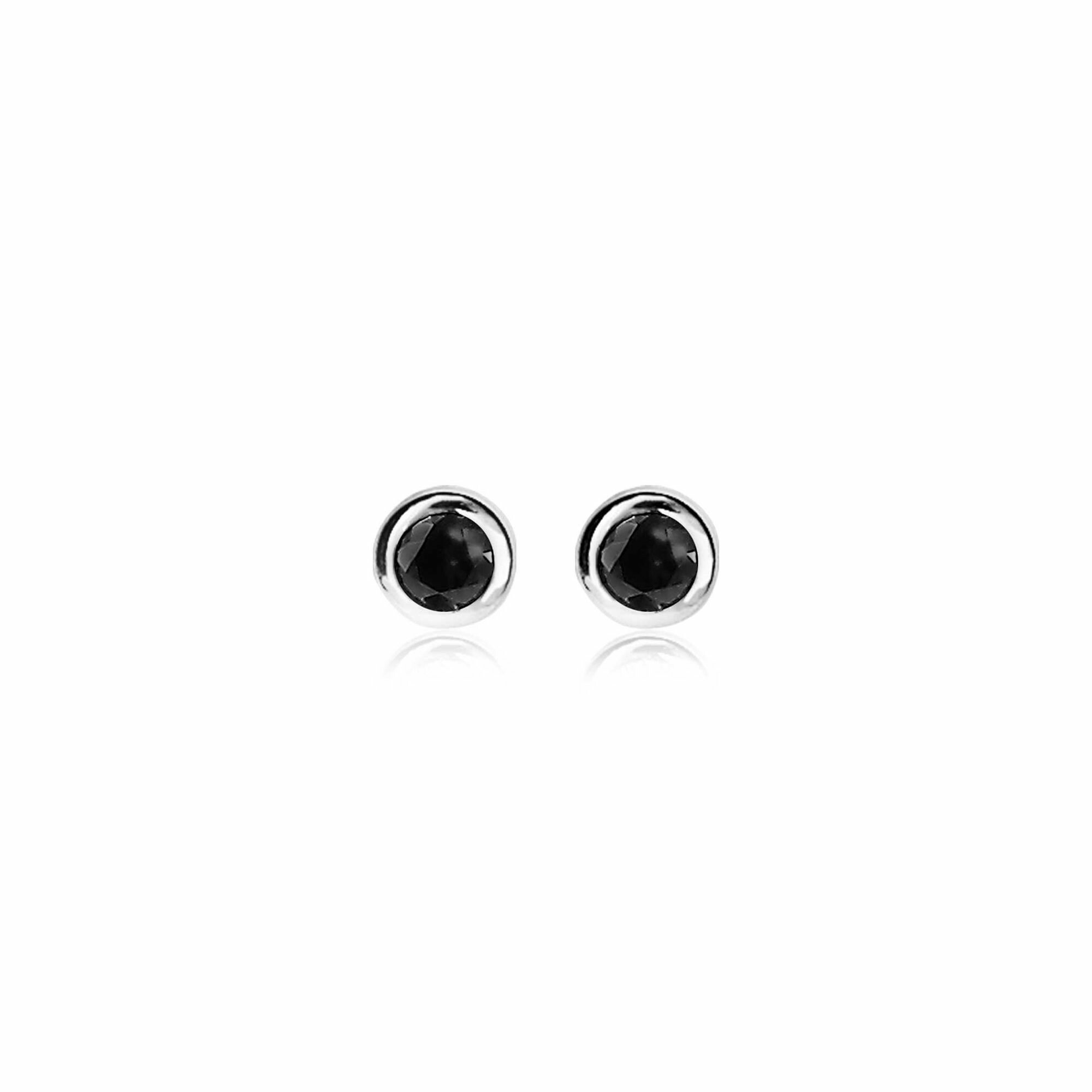 Zinzi silberner Ohrstecker rund 4mm schwarz ZIO1177Z
