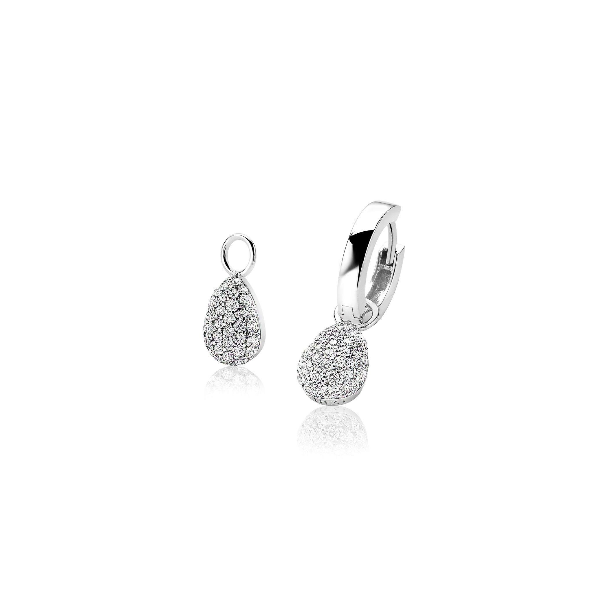 ZINZI silberne Ohrhänger Tropfenform pavé weiß ZICH1591