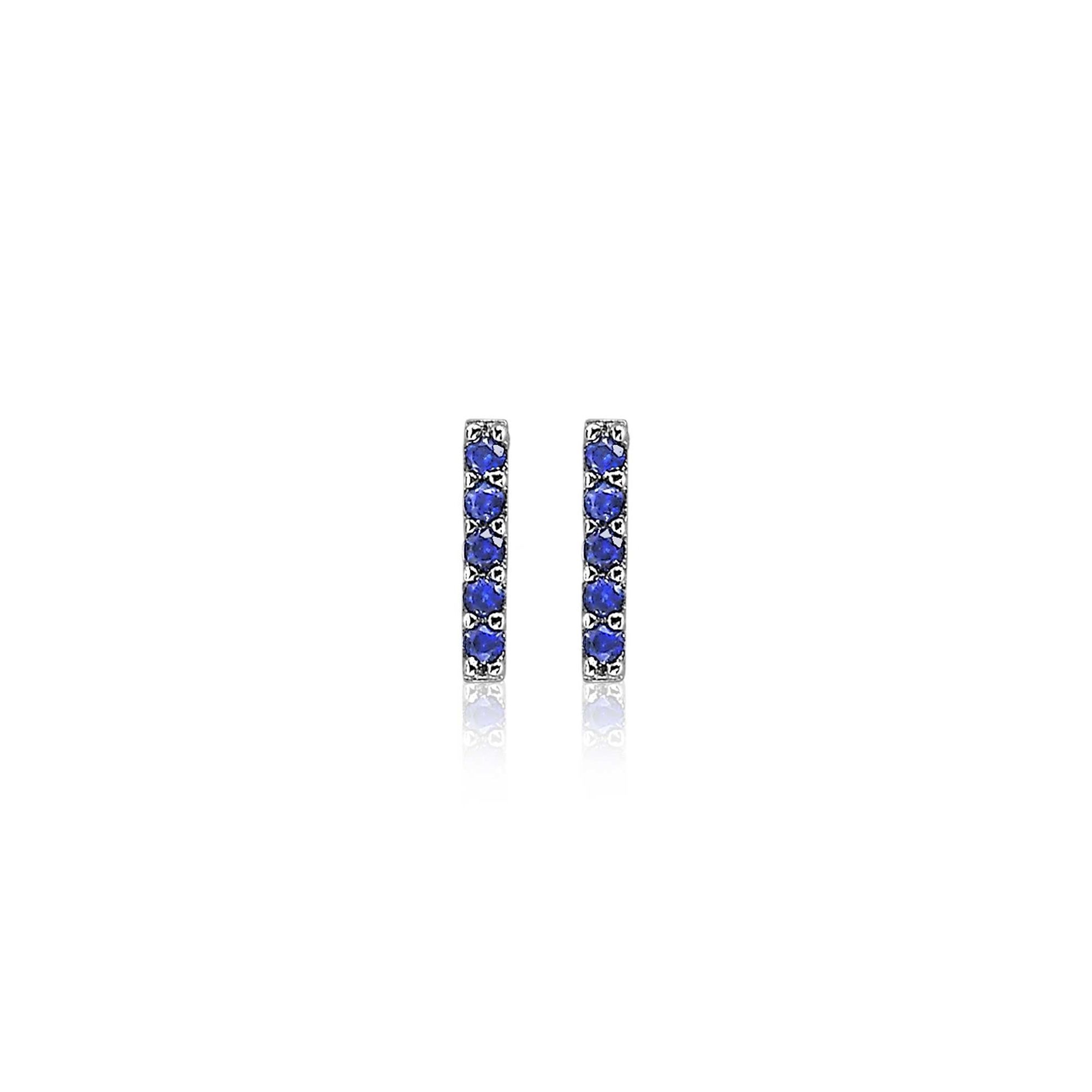 ZINZI silberne Ohrstecker Stab blau 8mm ZIO1689B