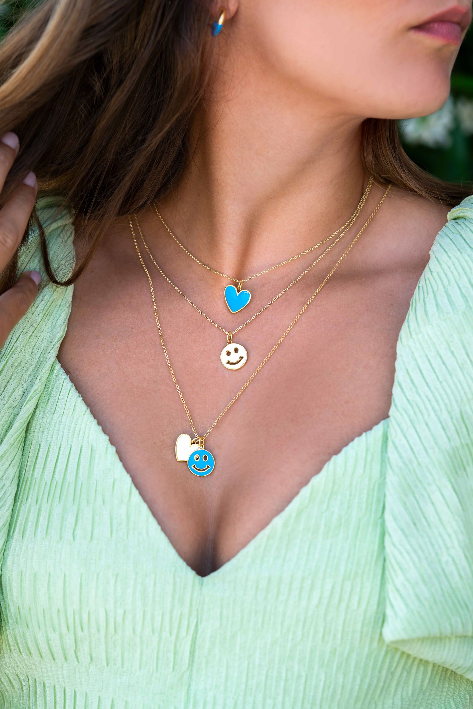 ZINZI zlv. hanger Smiley geel verguld blauw