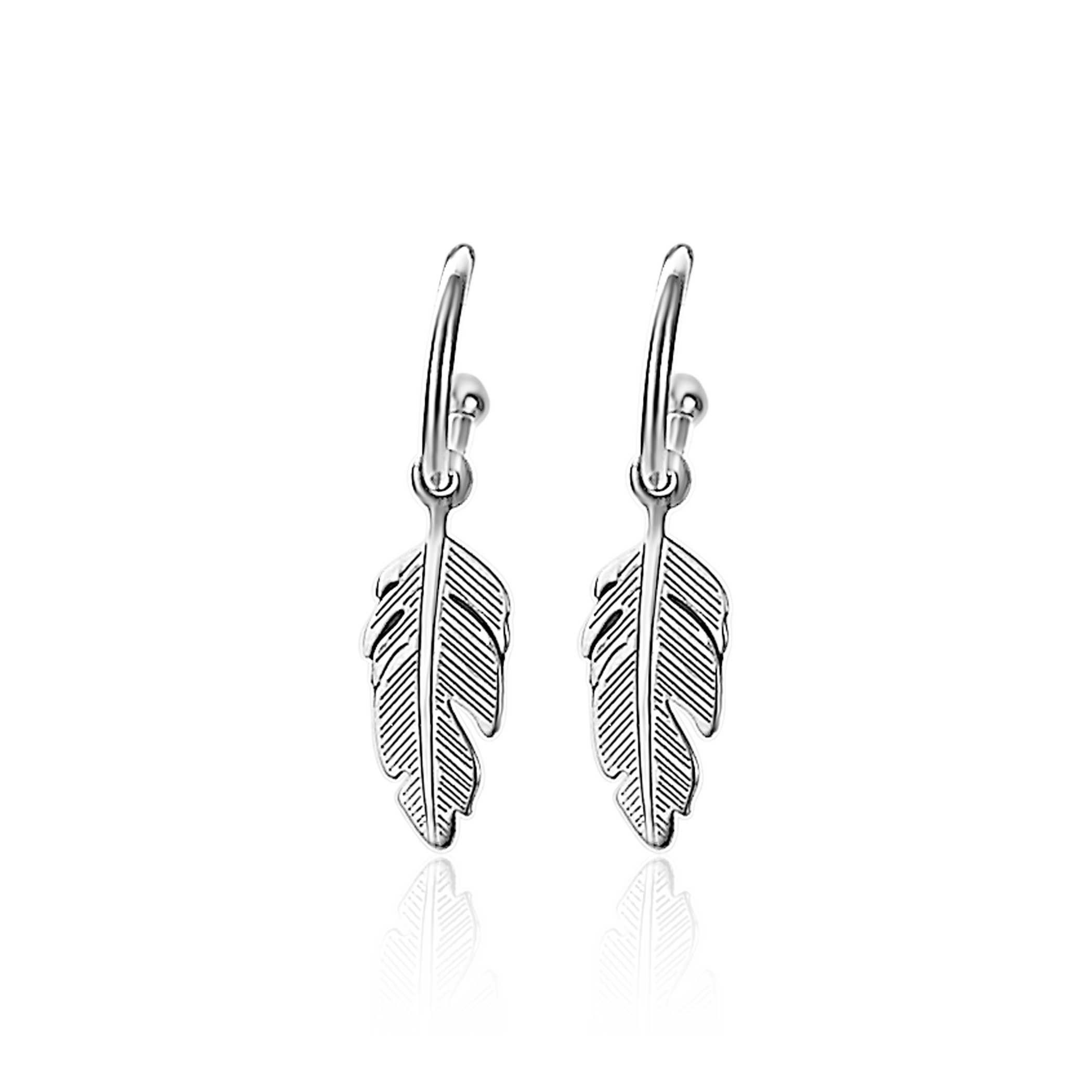 ZINZI silberne trendy Ohrringe Feder rund ZIO1867