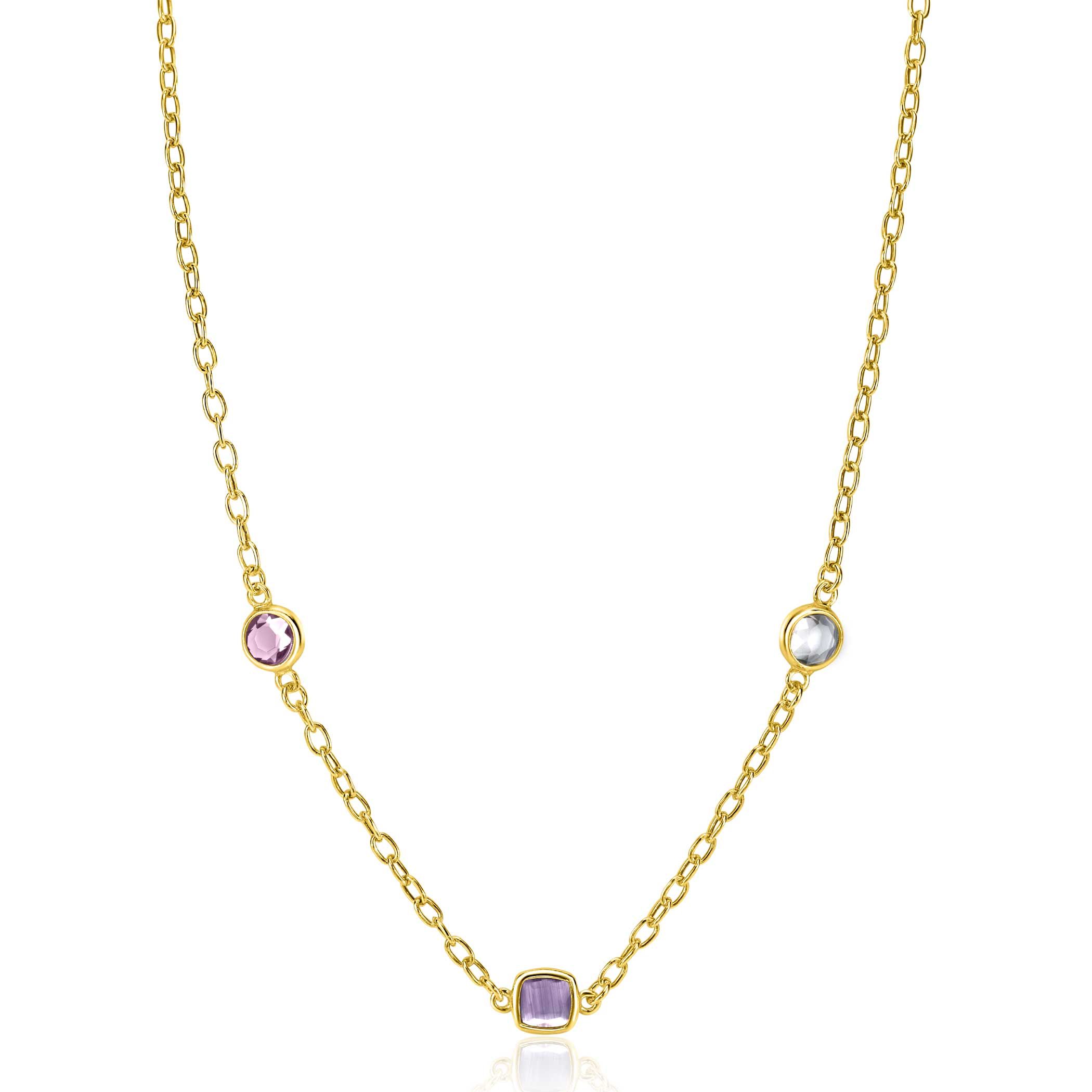 ZINZI zlv. collier gg.verg. paars/lila/blauw