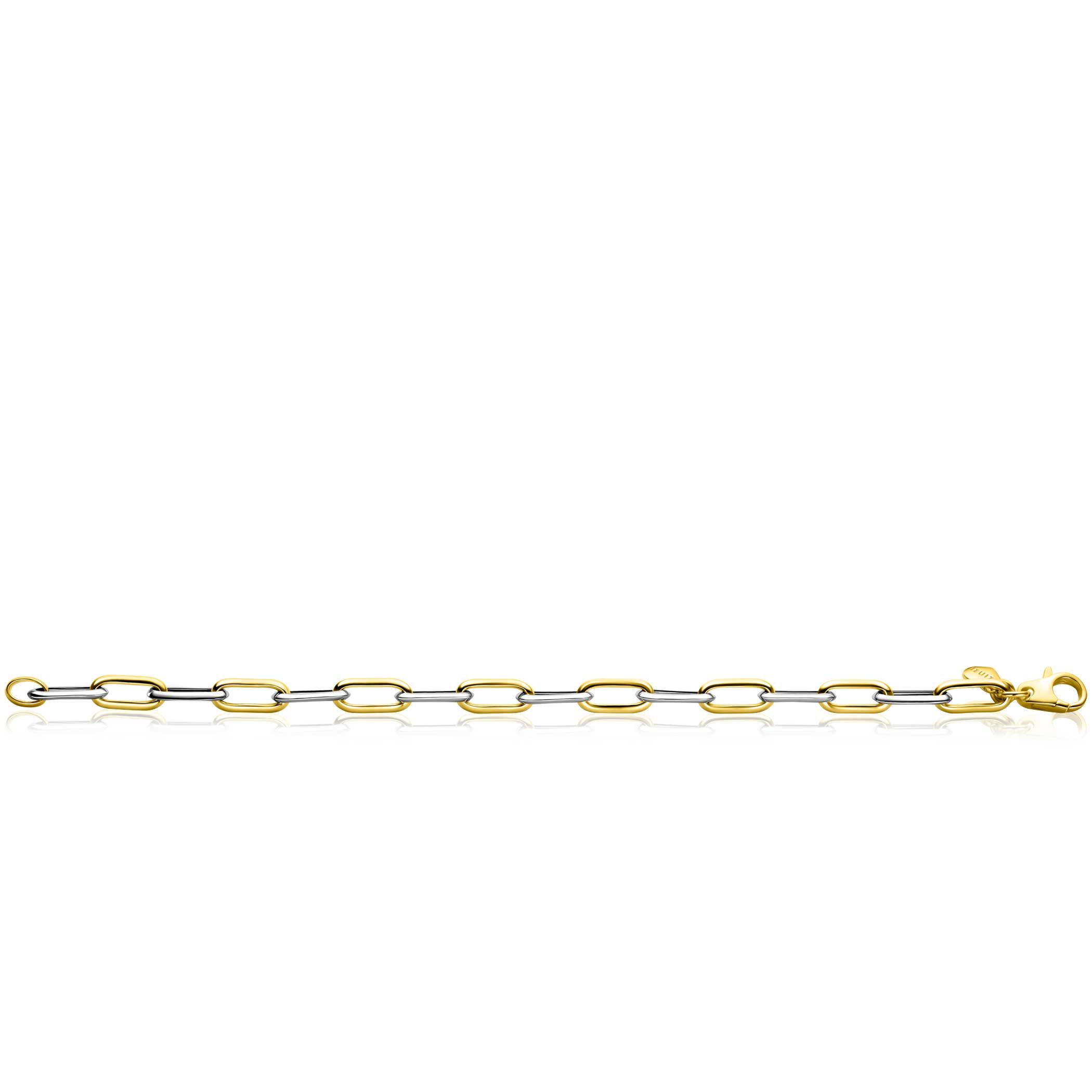 ZINZI Bicolor Silberarmband mit ovalen Gliedern, 6 mm breit, 20 cm ZIA2668