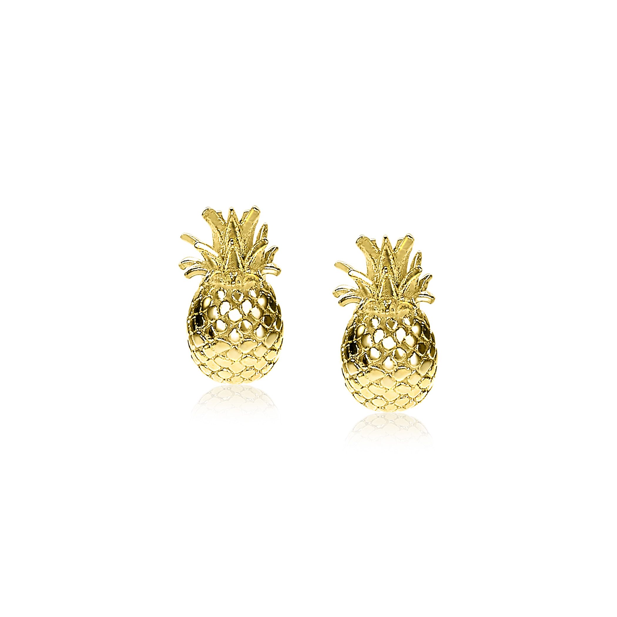 ZINZI silberne Ohrstecker gelb vergoldet Ananas ZIO1699G