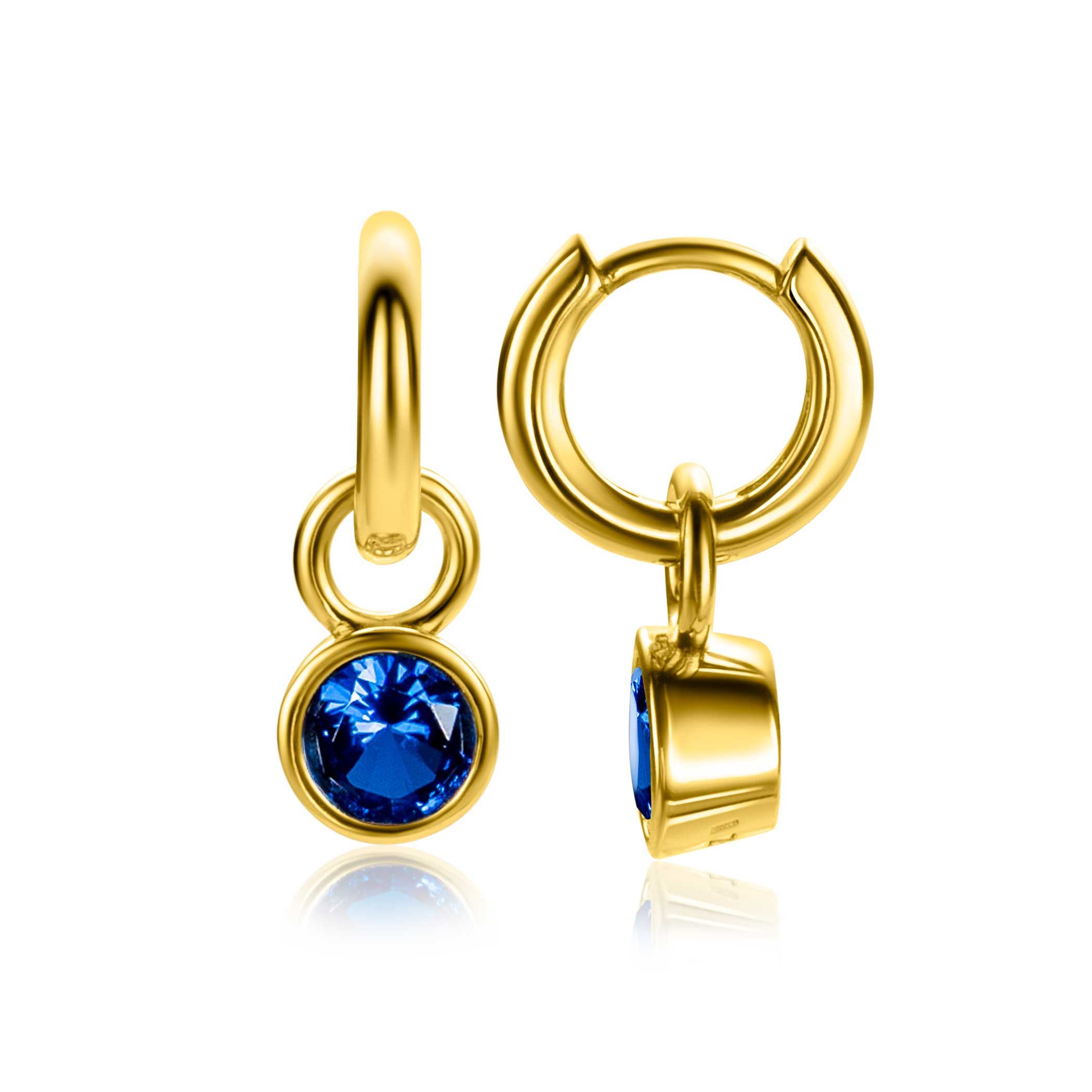 ZINZI zlv.oorbedels gg.verg. birthstones saffier cz