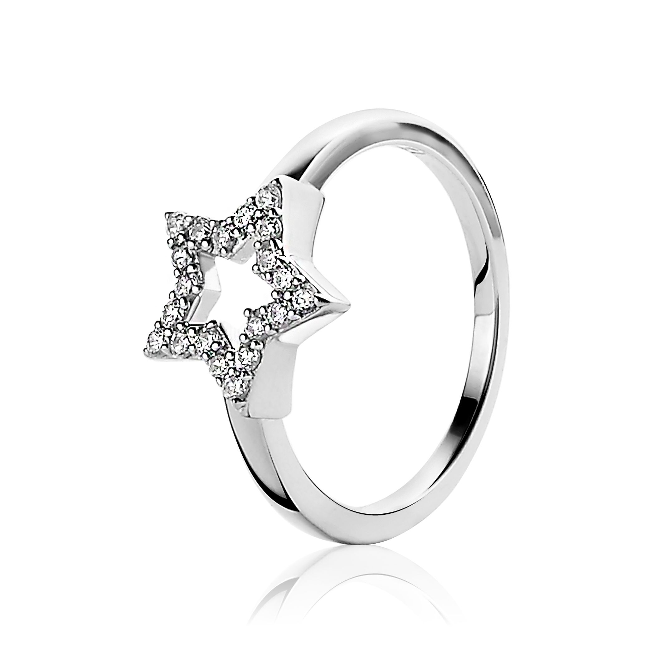 ZINZI silberner Ring Sternn weiß  ZIR1242