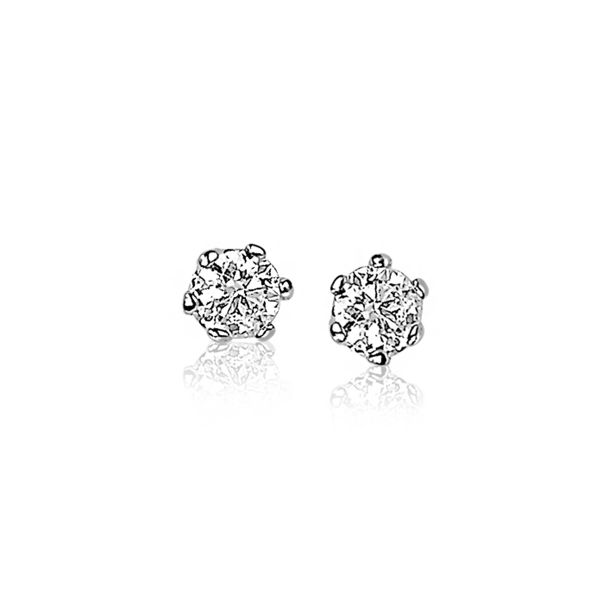 ZINZI silberne Ohrstecker 4,5mm Zirkonia  weiß Chaton Fassung ZIO1984
