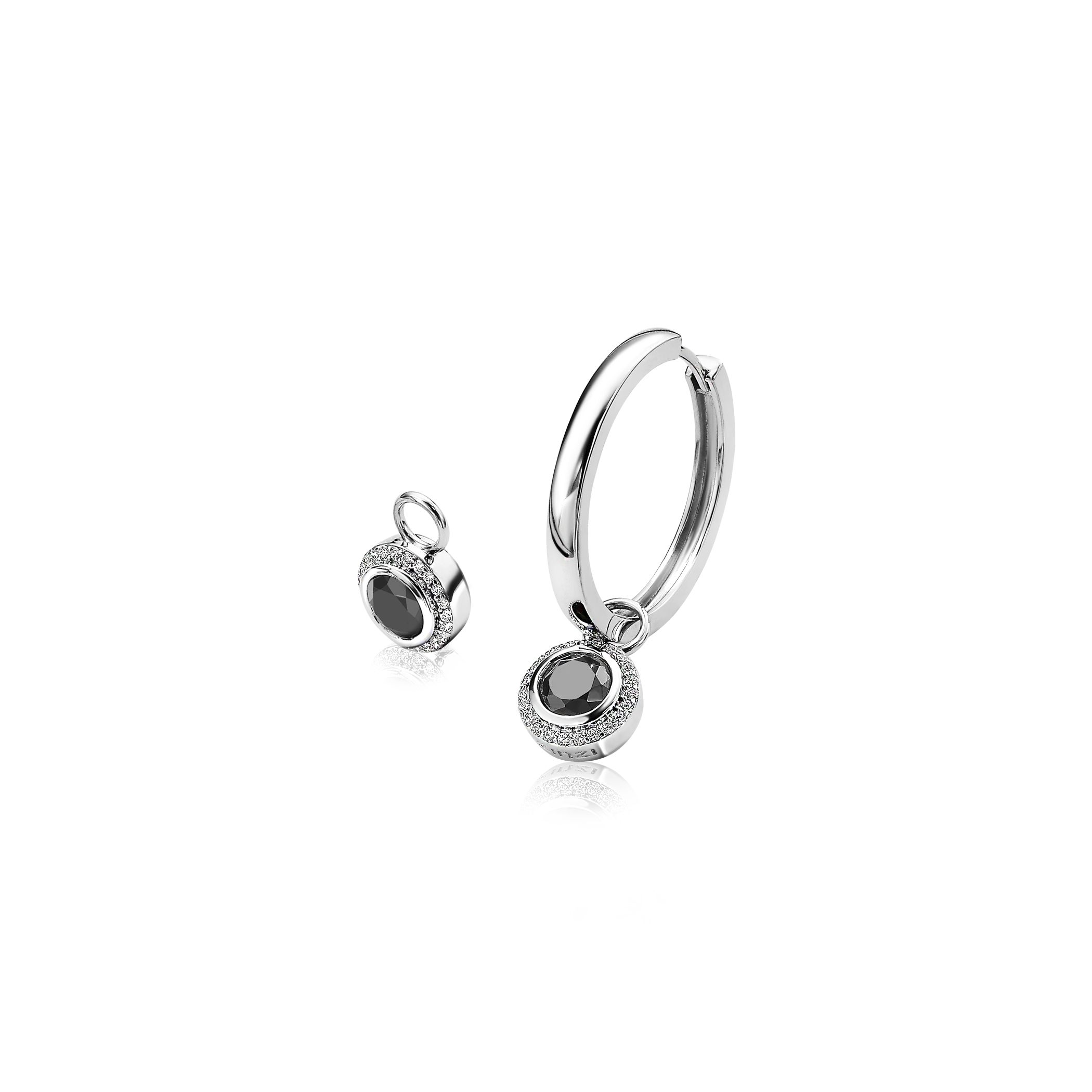 ZINZI silberne Ohrhänger rund schwarz 11mm ZICH1244Z