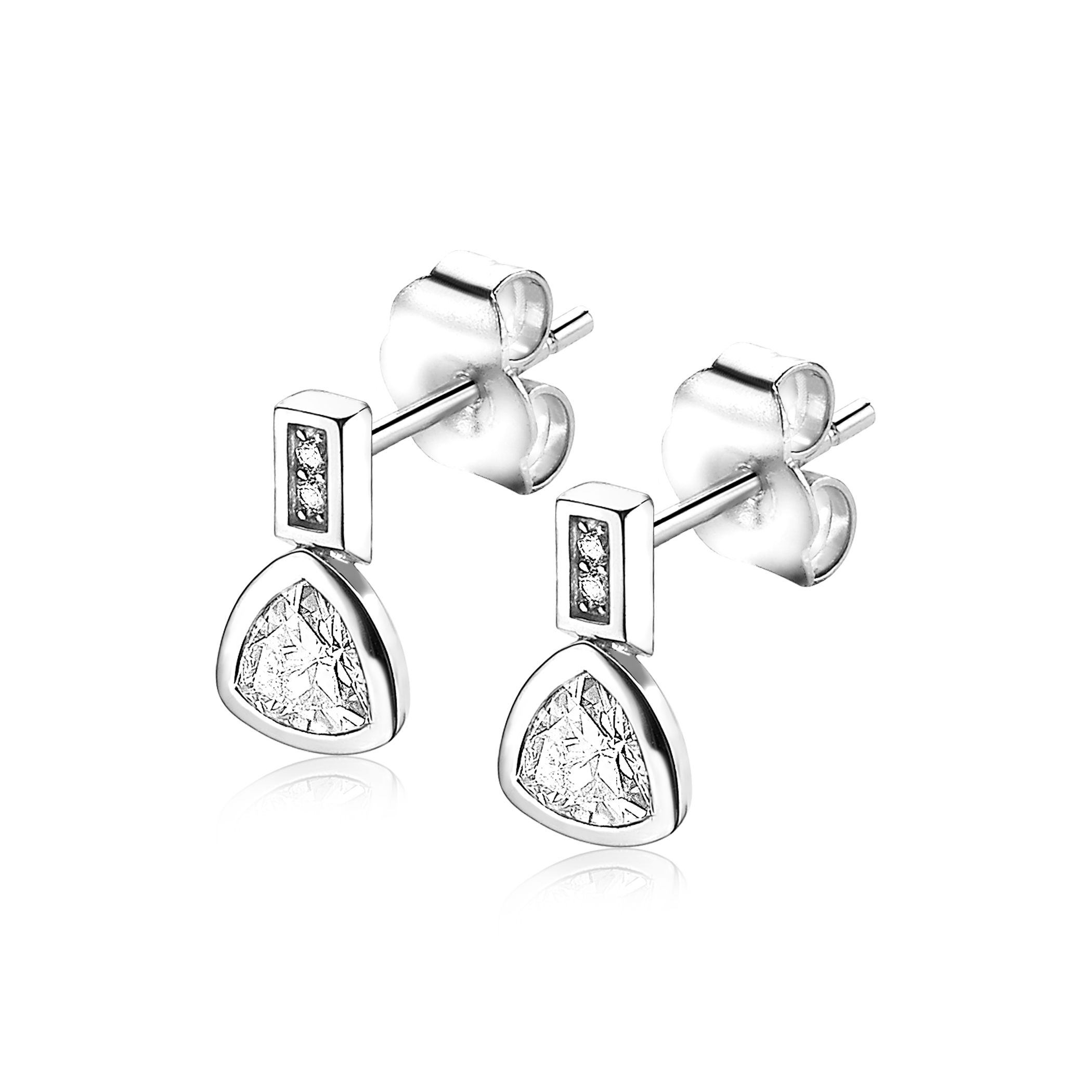 ZINZI silberne Ohrstecker Dreieck  weiß ZIO1663