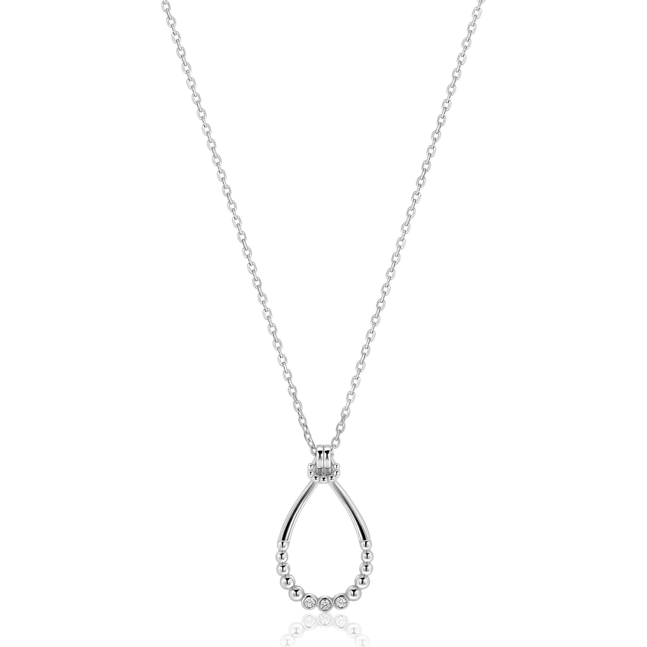 ZINZI zlv. collier ovale open hanger bolletjes en zirc.