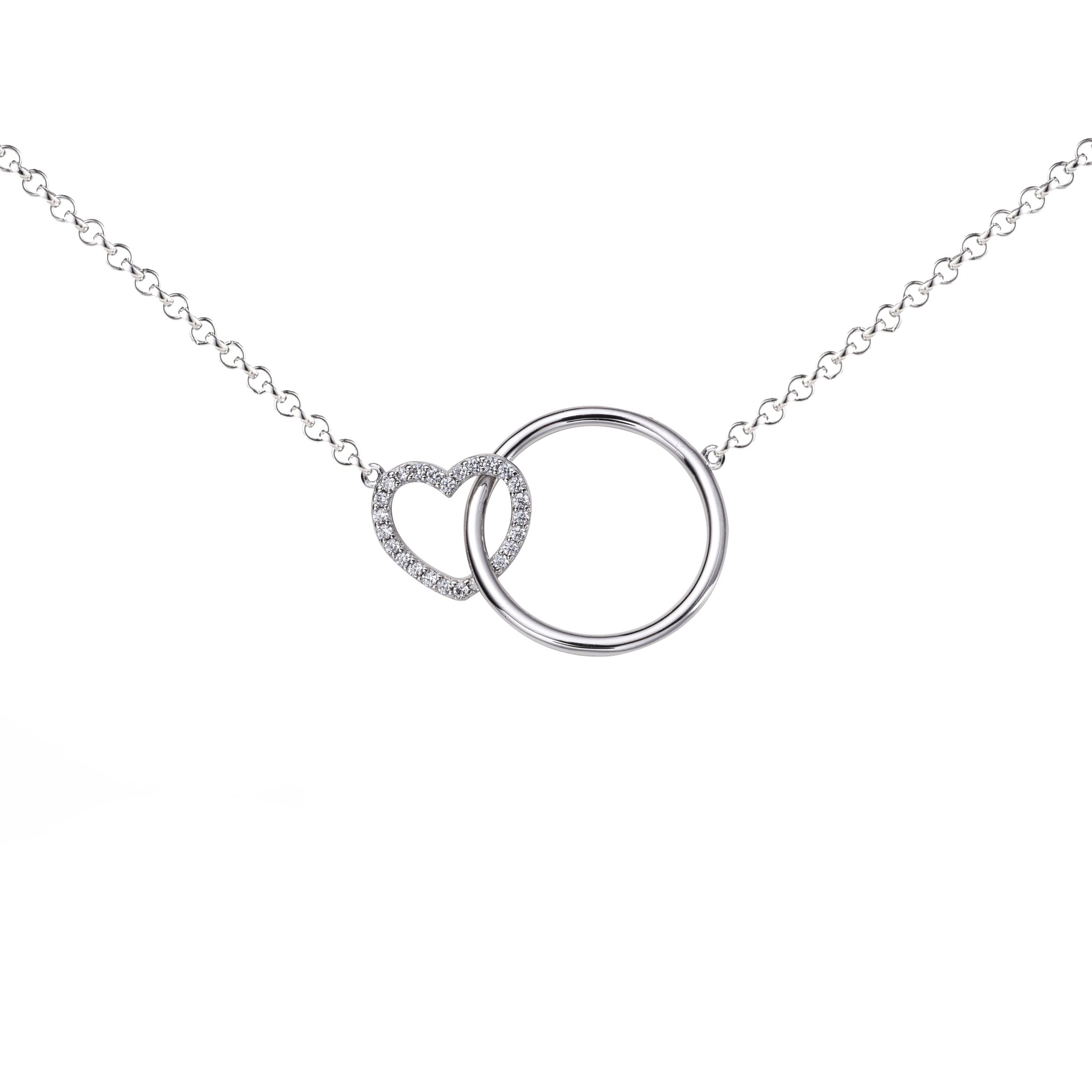 ZINZI silberne Kette Herz rund  weiß 45cm ZIC1483