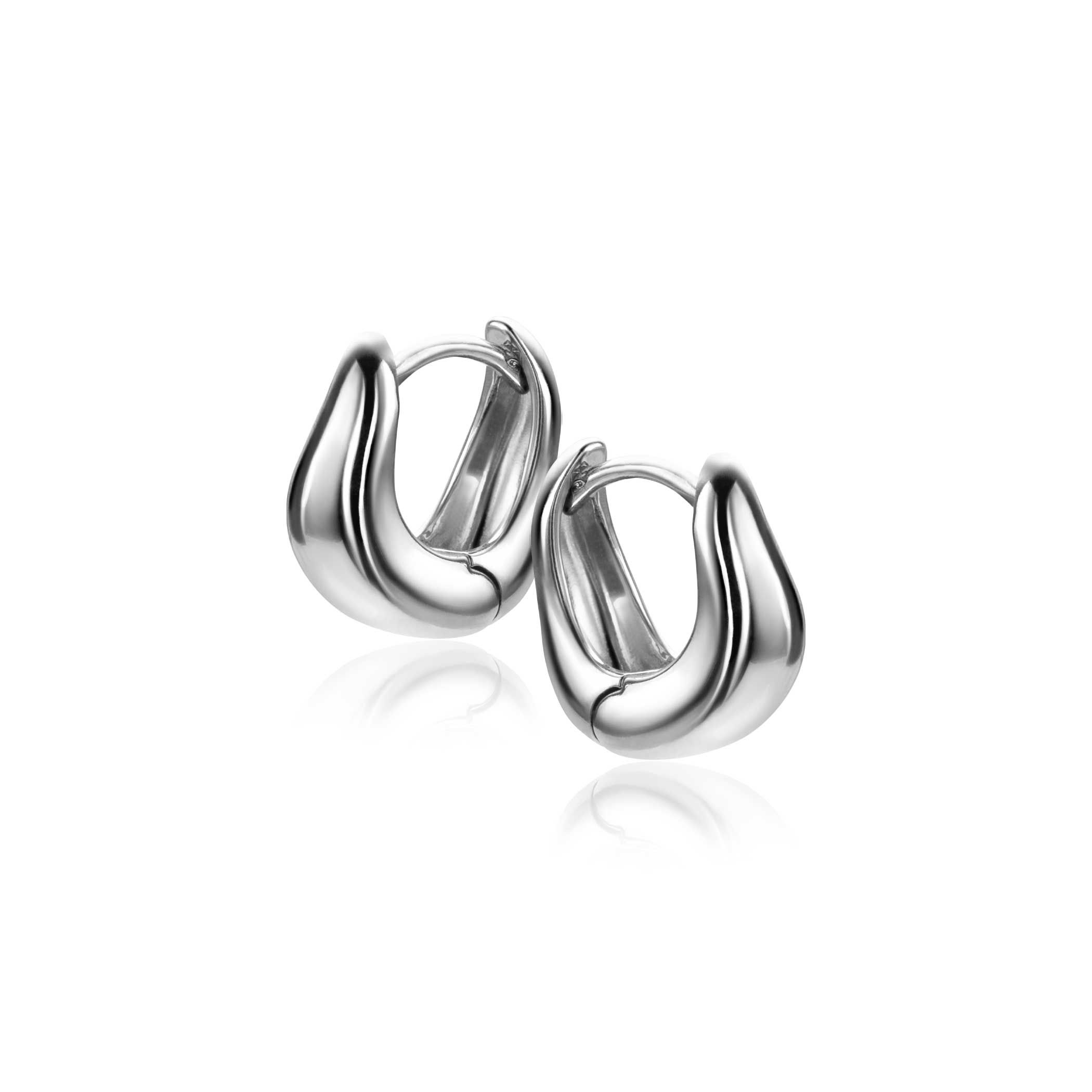 13mm ZINZI Silber Creolen organisch geformt 5,5mm breit mit Luxus-Schnappverschluss ZIO2608