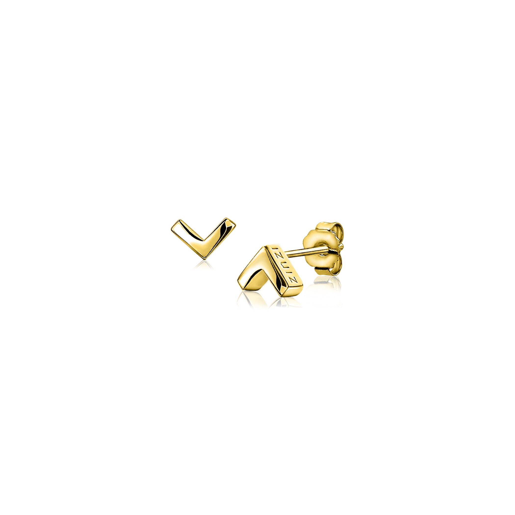 ZINZI silberne Ohrstecker gelbvergoldet glatt V-Form 7mm ZIO1380G