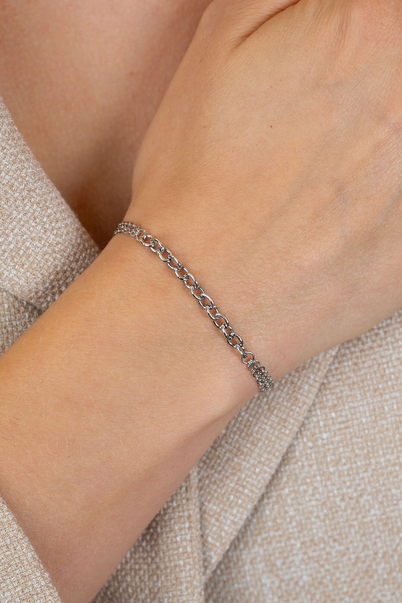 ZINZI zlv. armband multi look ovale schakels