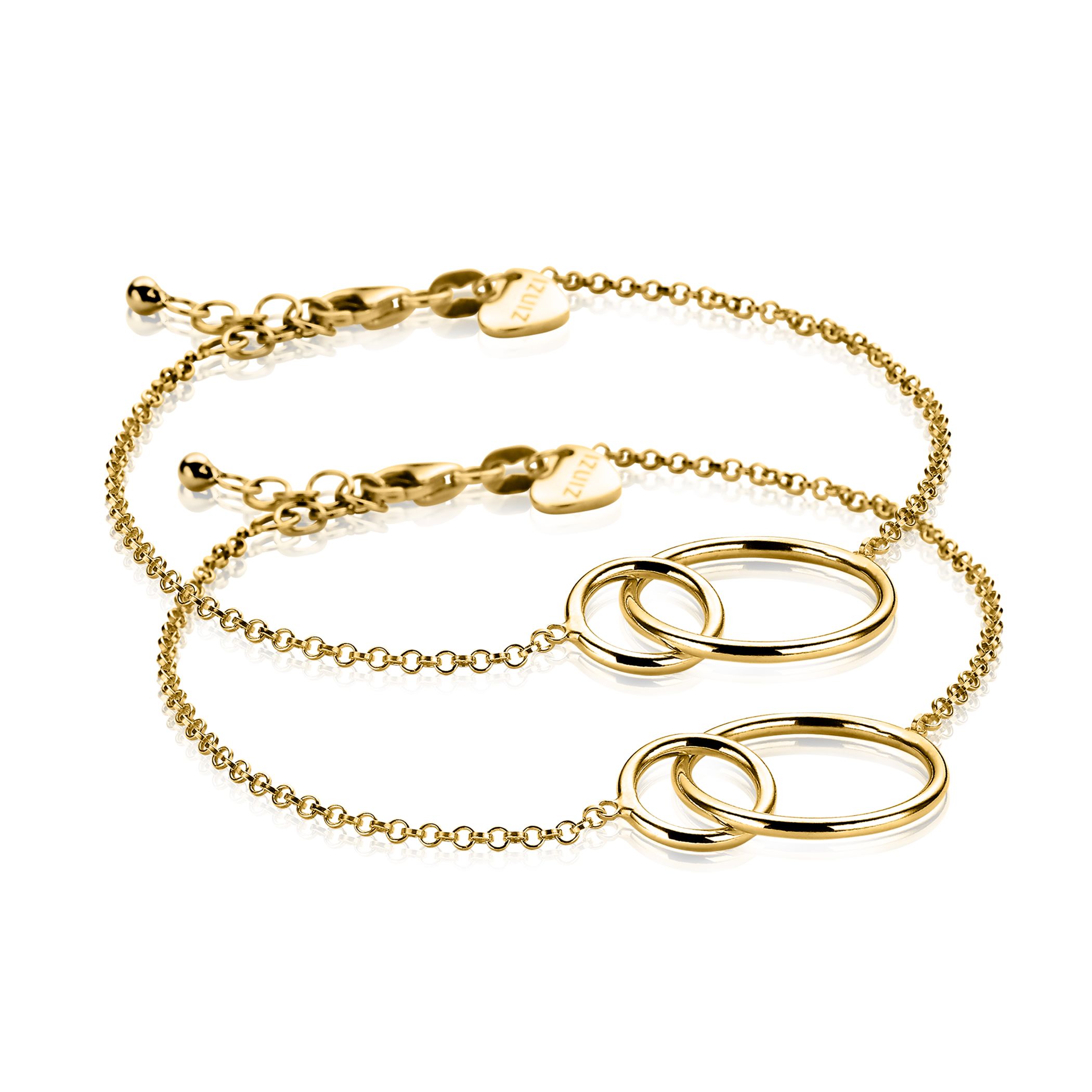 ZINZI Set aus 2 Silberarmbändern, gelbvergoldet, runde Formen 16-19cm ZIA1278G-SET