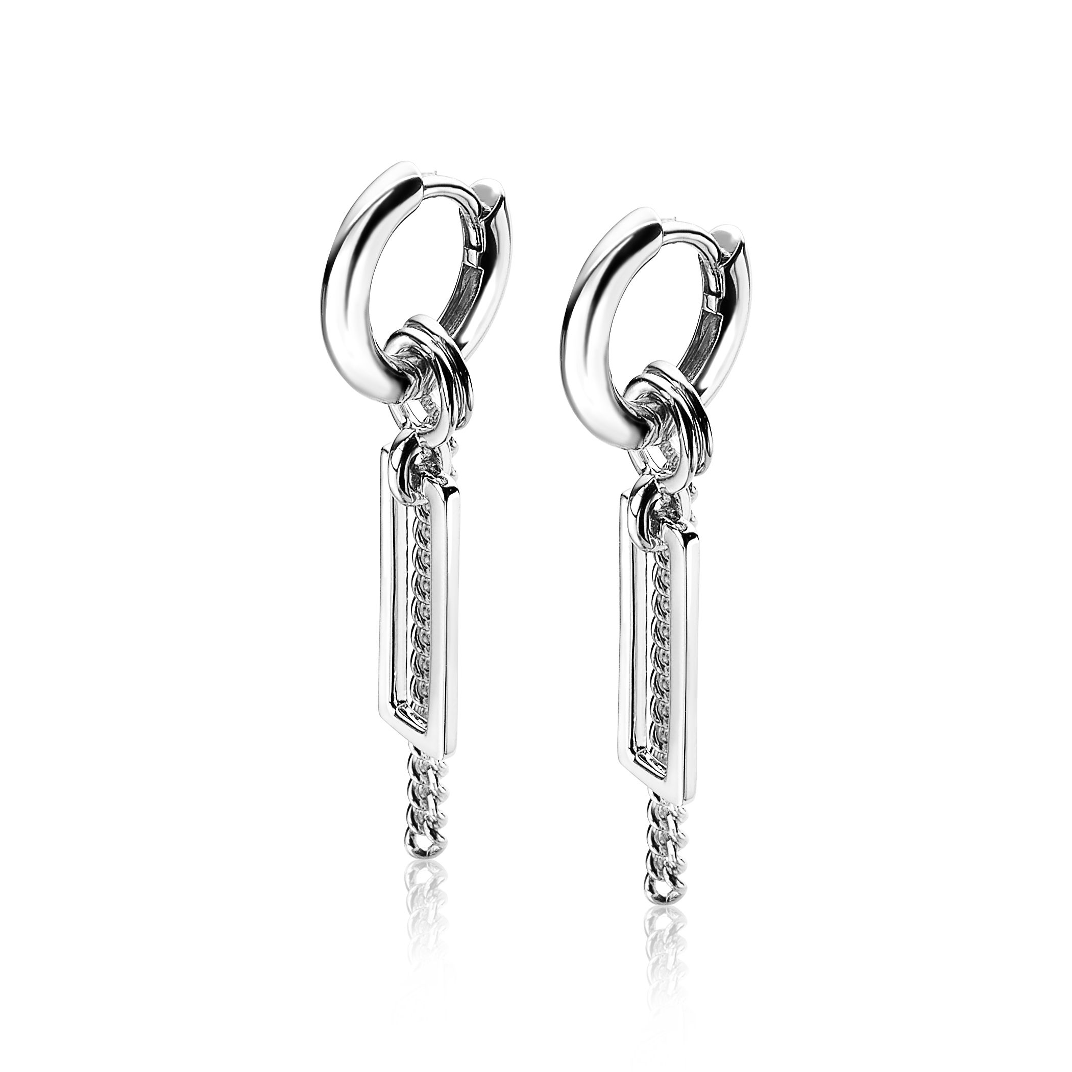 ZINZI silberne Ohrhänger offen Rechteck 14mm ZICH1692
