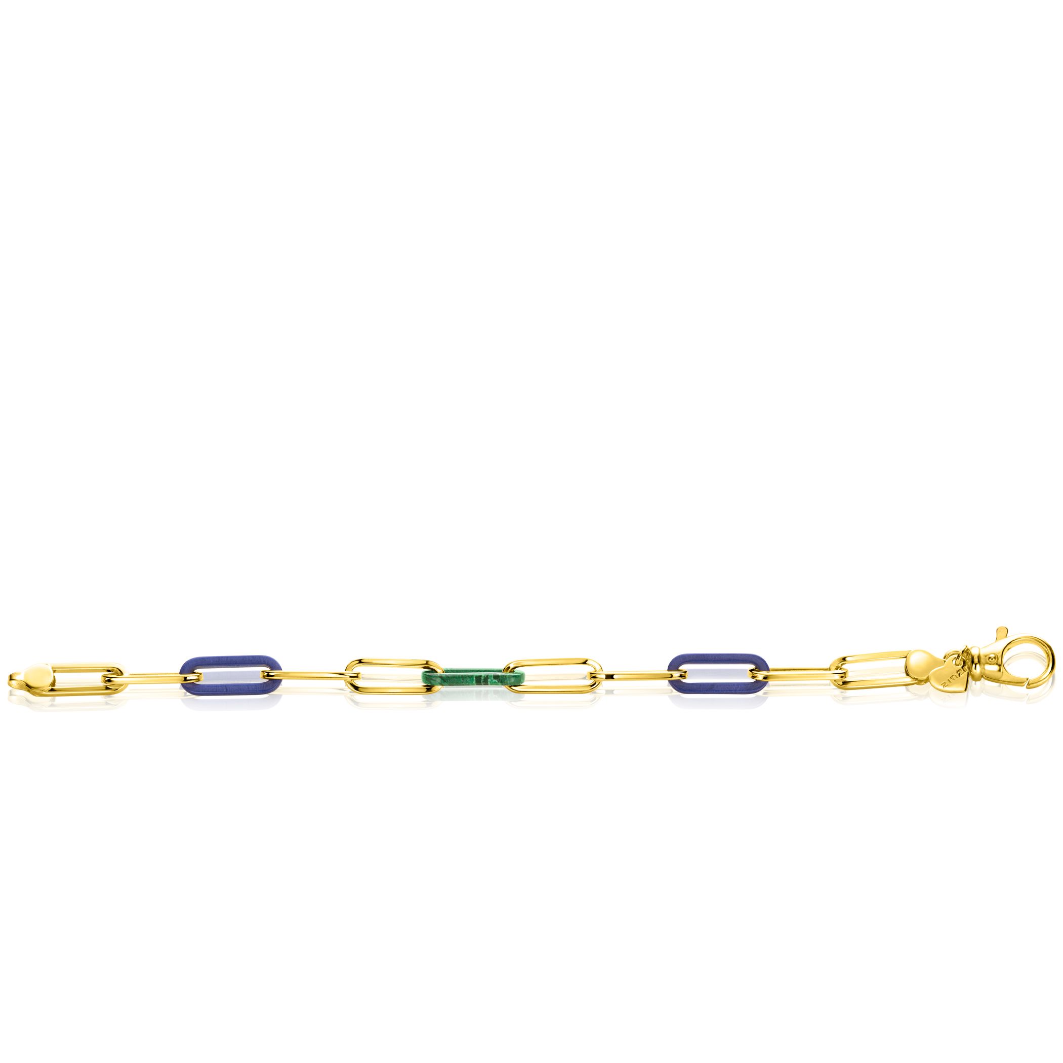 ZINZI zlv. armband gg.verg.paperclip/lapis/malachiet