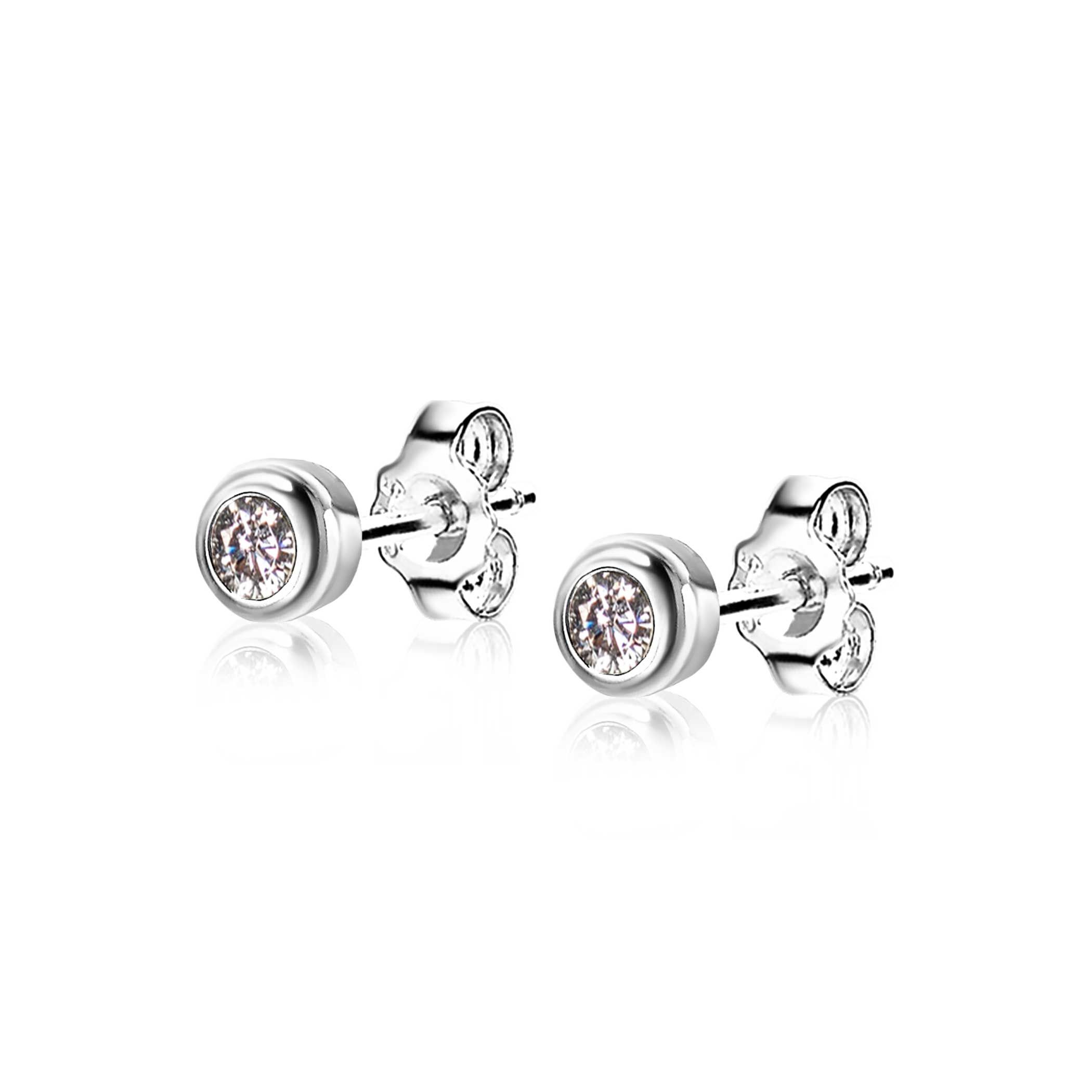 ZINZI zlv. oorknopjes birthstones wit cz