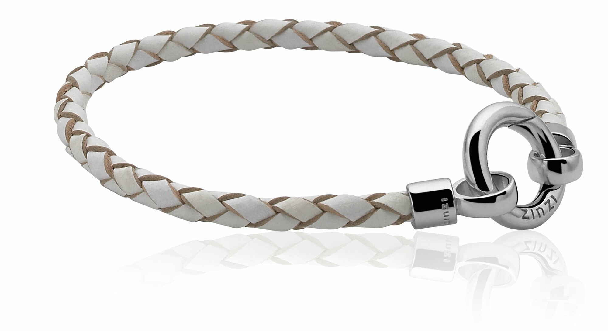 Zinzi Leder Armband  weiß mit Verschluss 19cm ZIA730W-S