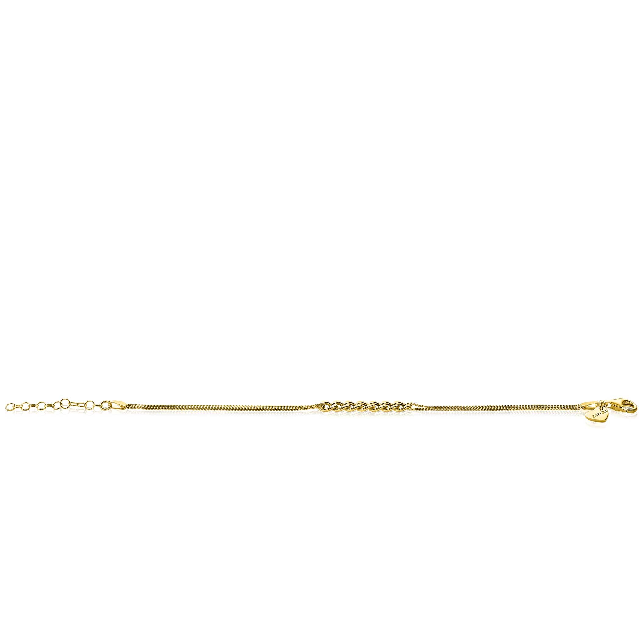 ZINZI silbernes multi-look Armband 14K gelb vergoldet mit breiten Gourmet Glieder ZIA2185G