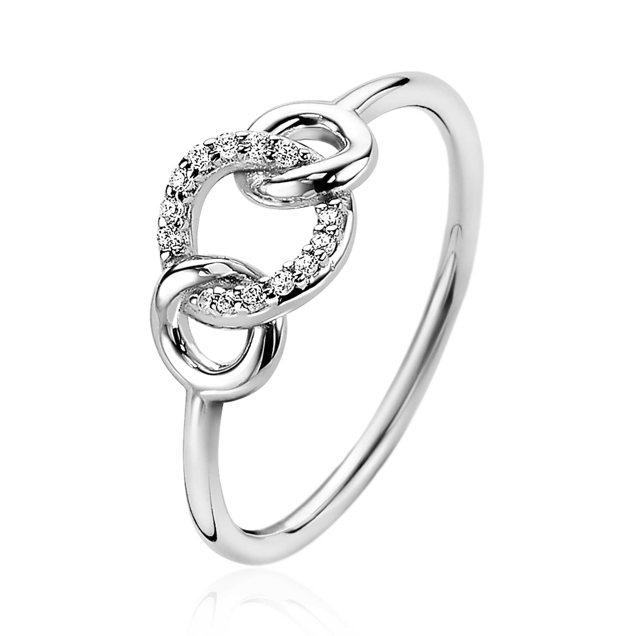 ZINZI silberner Ring 3 runde Formen weiß ZIR2045