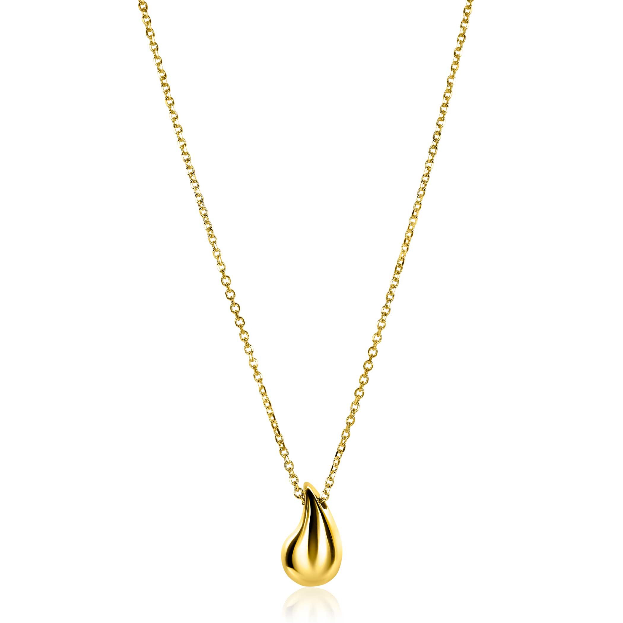 ZINZI vergoldete Silber Jasseron-Kette 42-45 cm mit organisch geformtem Anhänger, 18 mm ZIC2636G