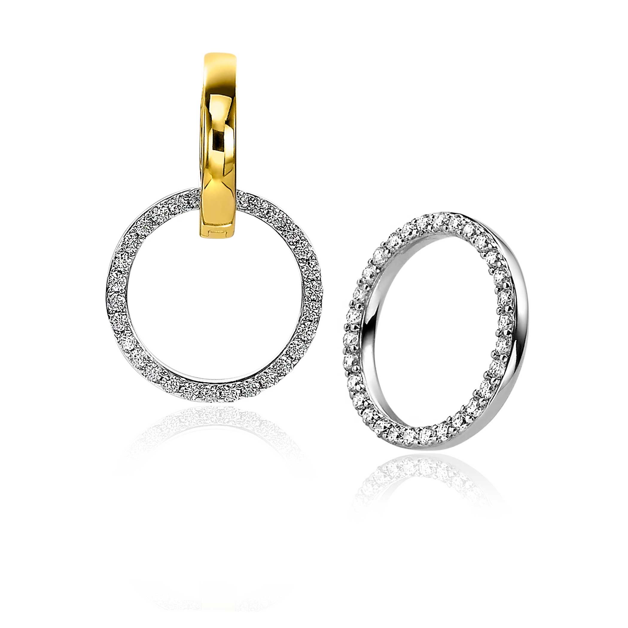 ZINZI silberne Ohrhänger 18mm runde offen Form weiße Zirkonia ZICH2199