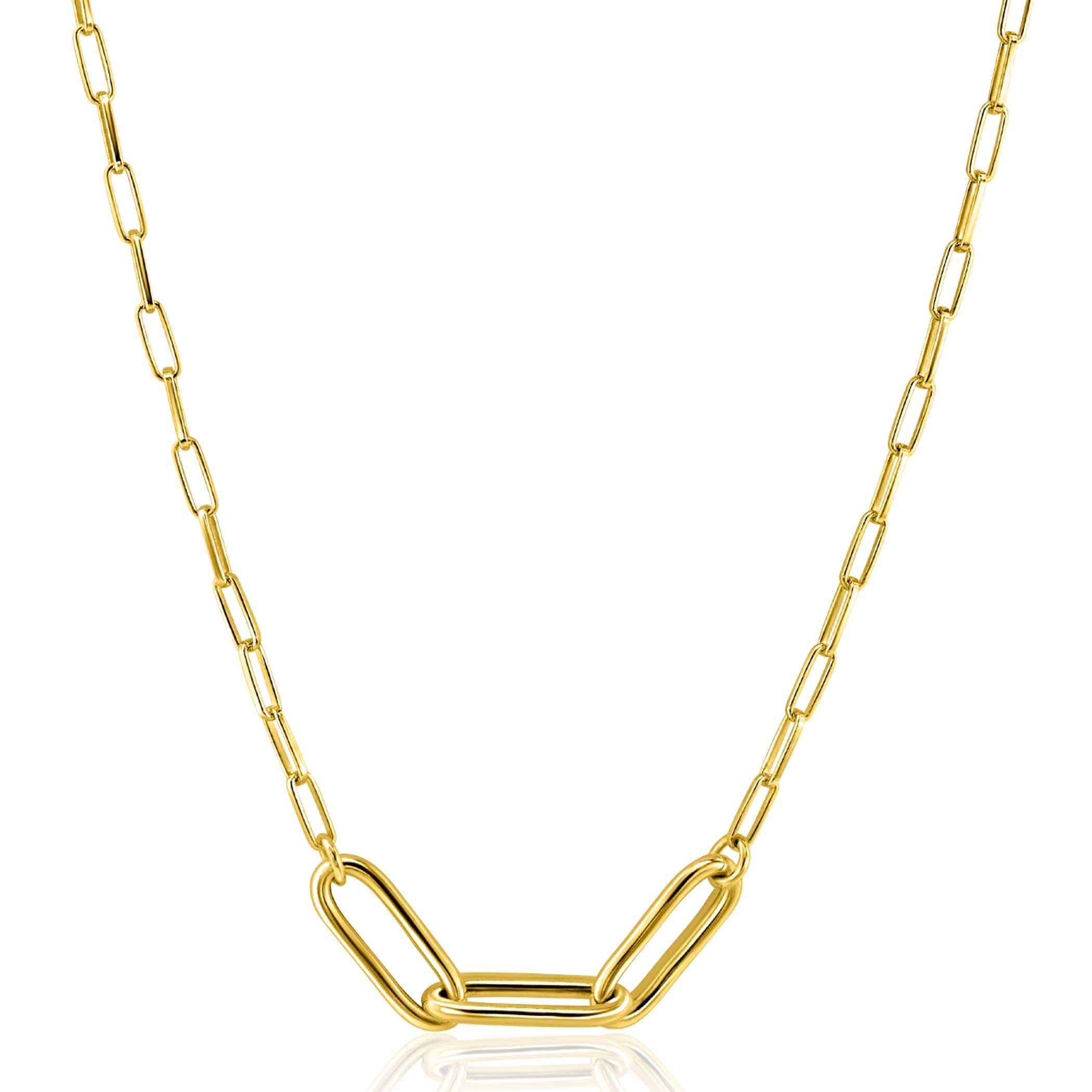 ZINZI zlv. collier gg.verg. paperclip schakels