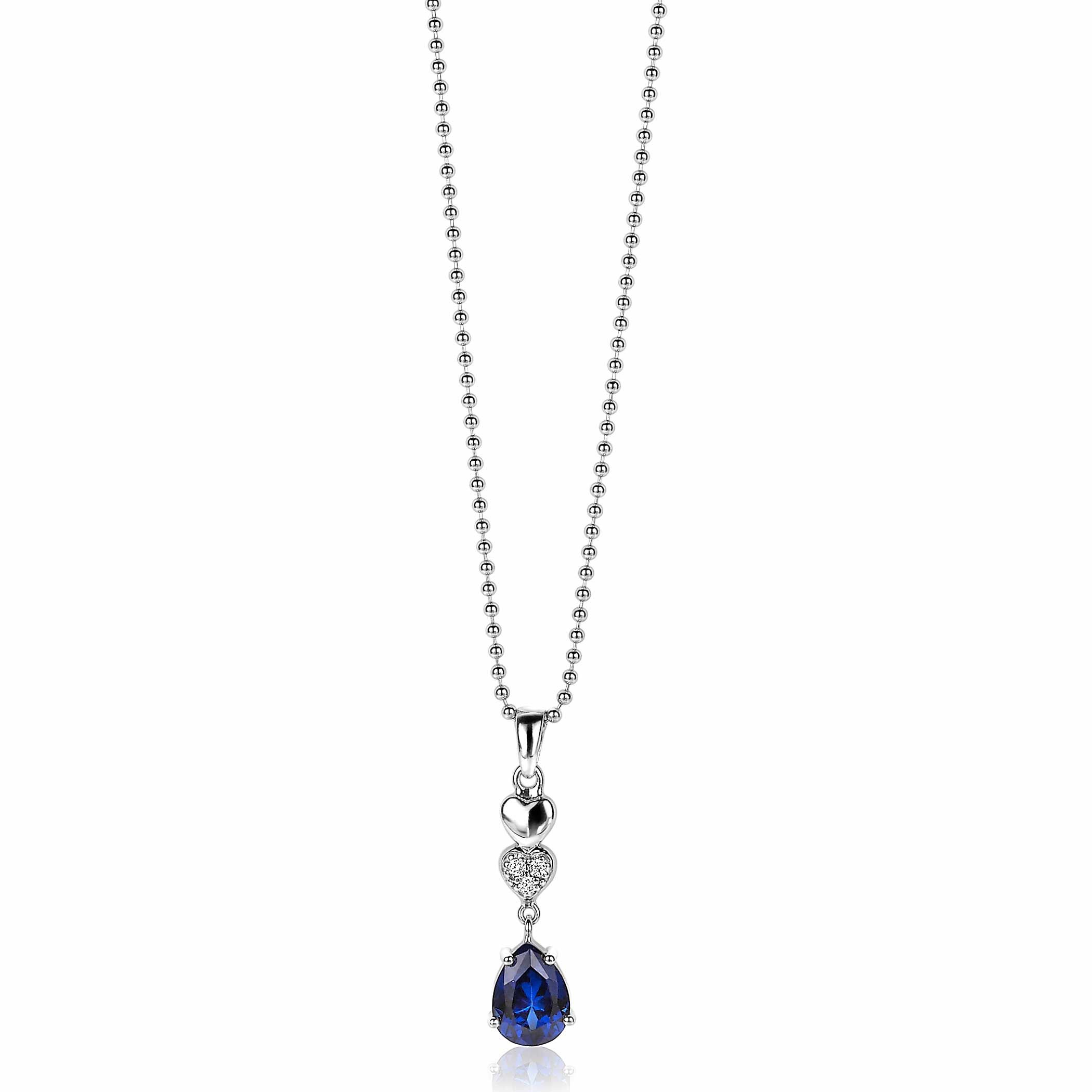 ZINZI silberner Anhänger 24mm Herzen und Birnenform weiß blau ZIH2124
