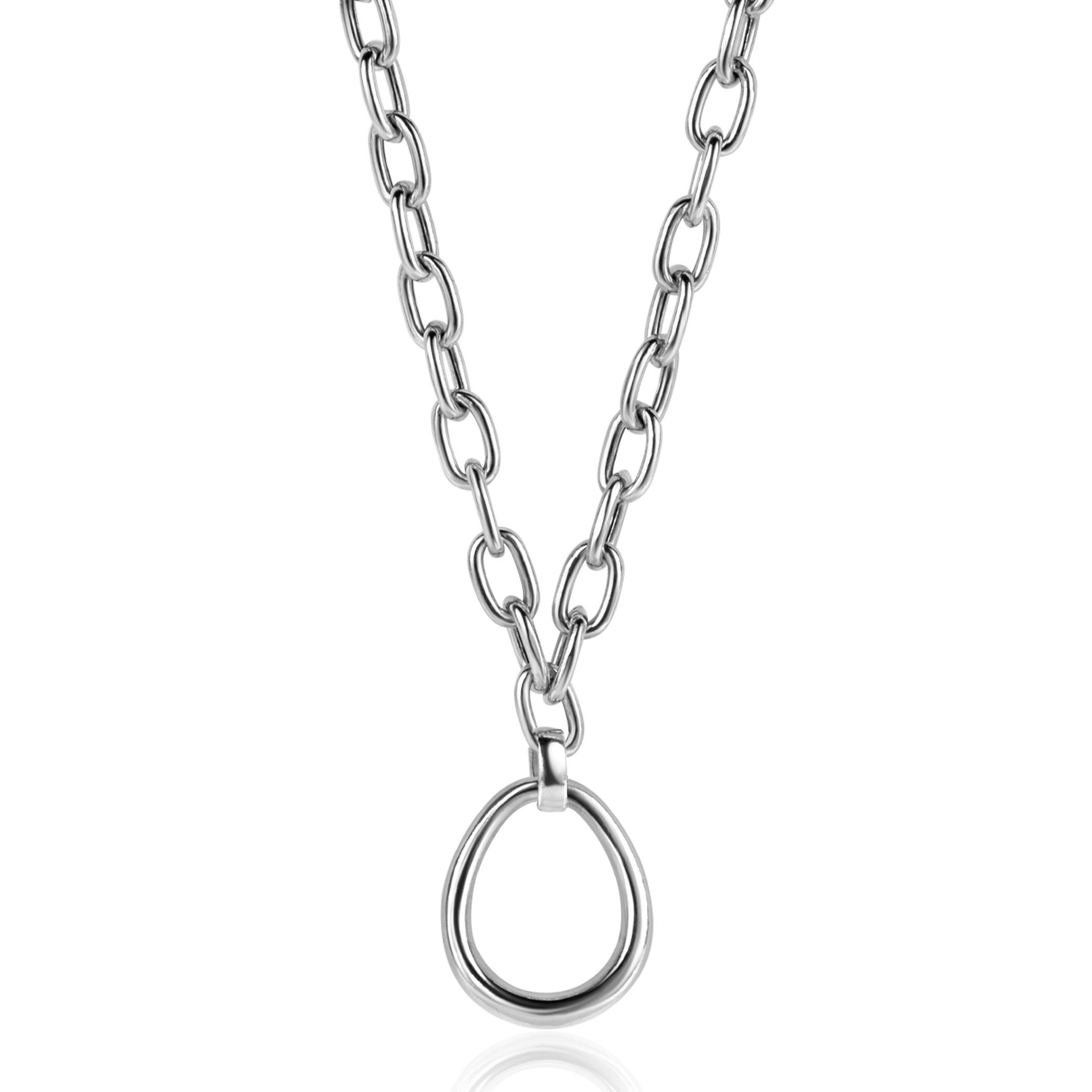 ZINZI zlv. collier met ovale tussenschakels en hanger