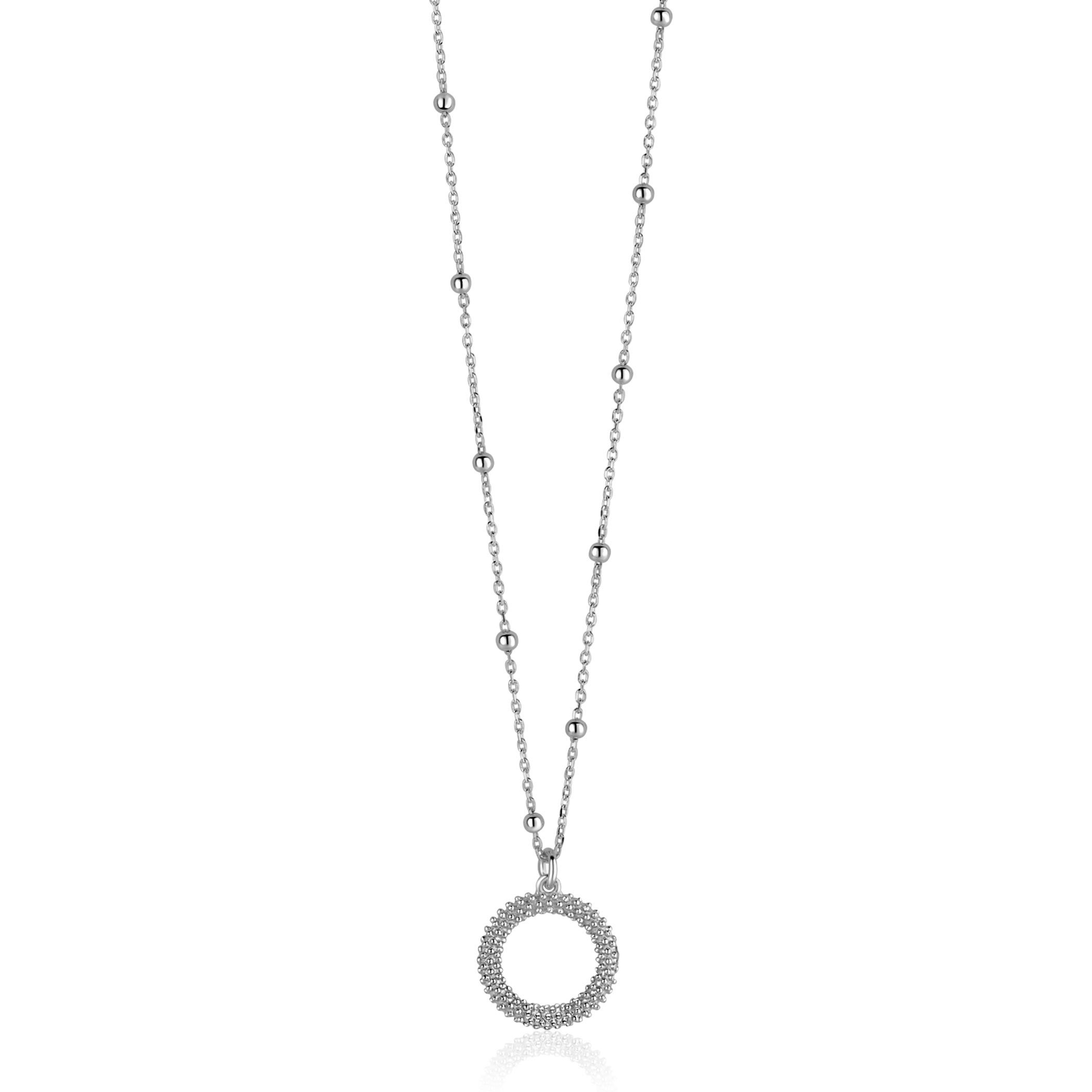 ZINZI zlv. collier met hanger rond open bewerkt