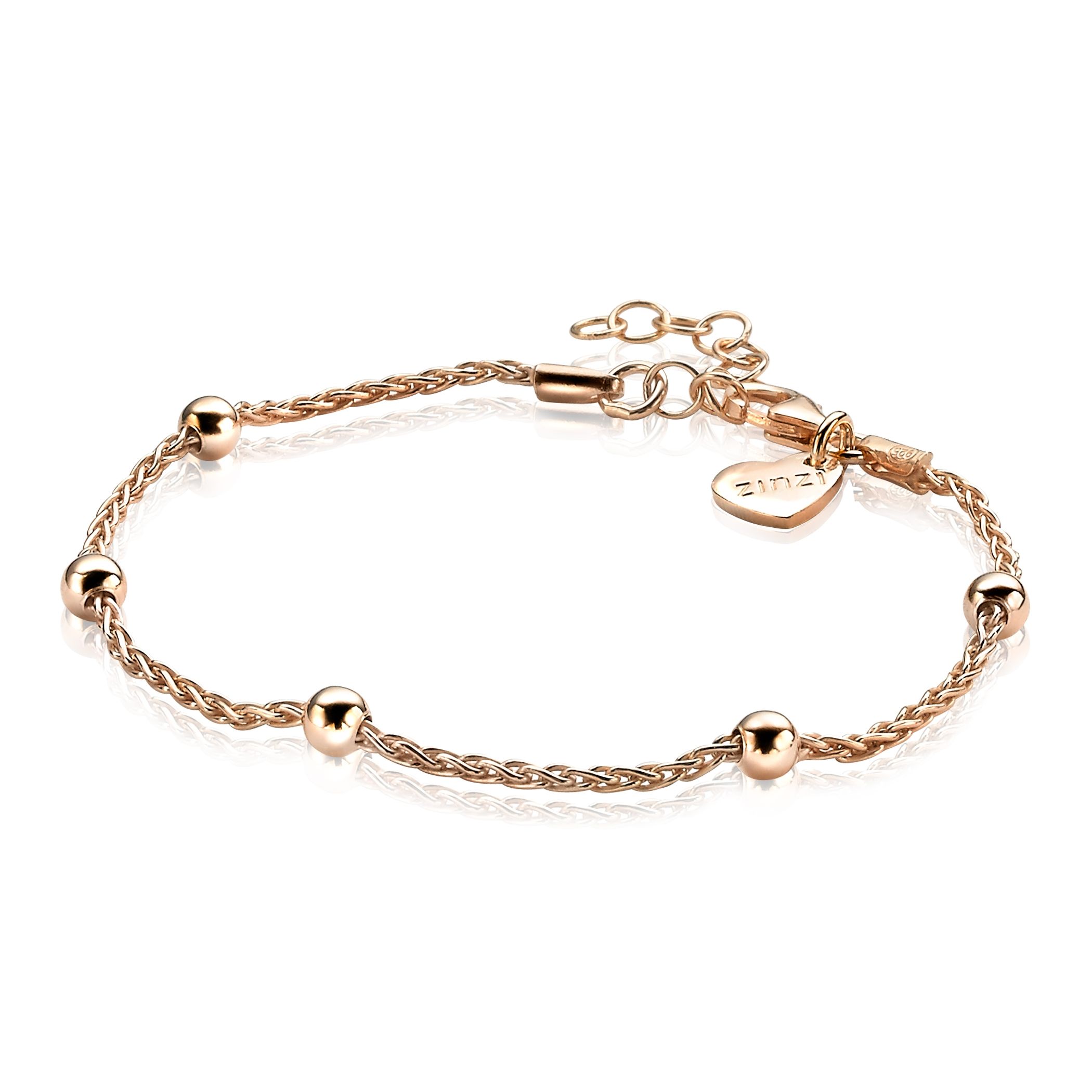 ZINZI silbernes Fantasie Armband rosé vergoldet 17,5-20,5cm ZIA1128R