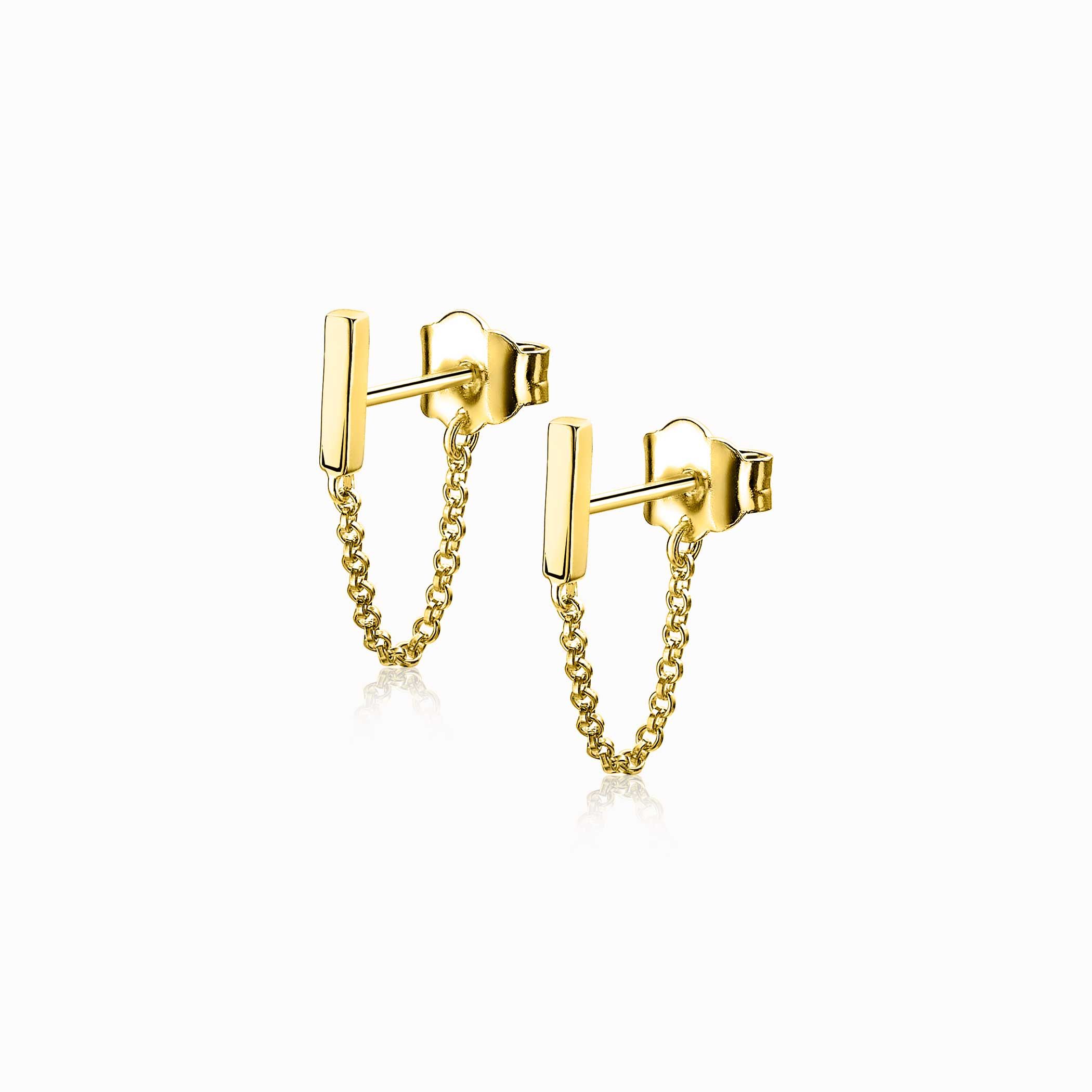 ZINZI silberne Ohrstecker 14K gelb vergoldet mit Kette Staab ZIO1688G