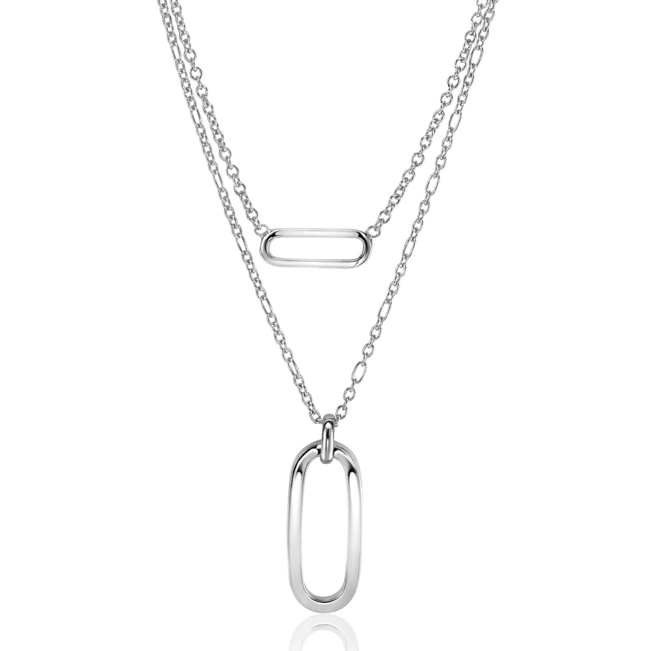 ZINZI zlv. 2x collier met paperclip hanger en schakel