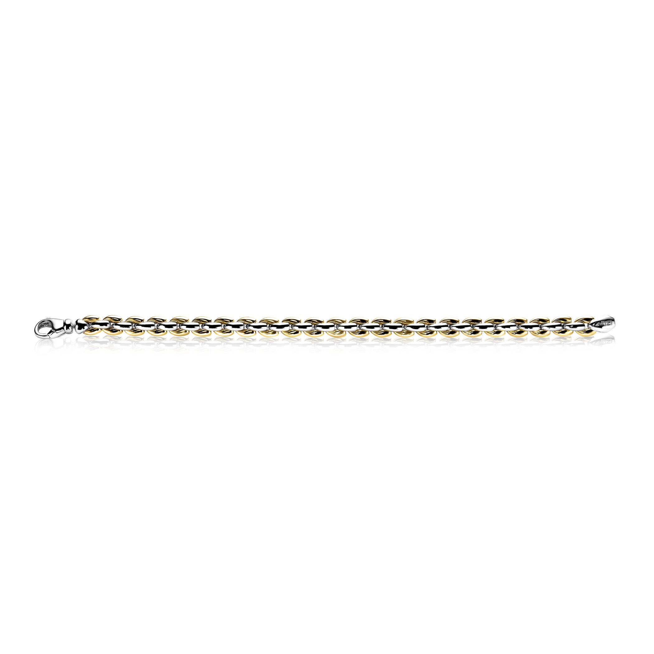 ZINZI silbernes Gliederarmband gelb vergoldet 7mm breit 19,5cm ZIA1290