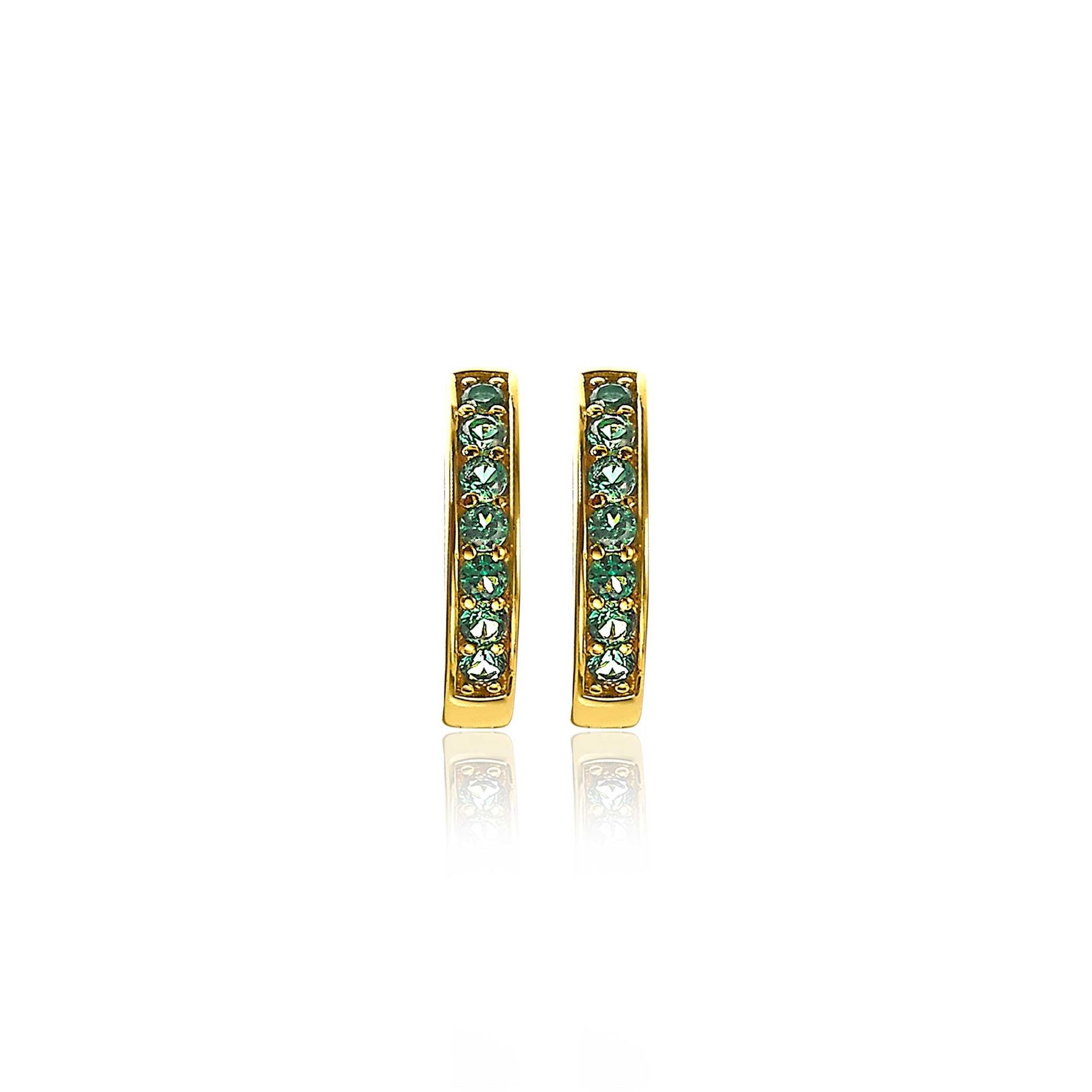 Zinzi silberne Ohrringe gelbvergoldet 15 x 3mm grün ZIO191GG