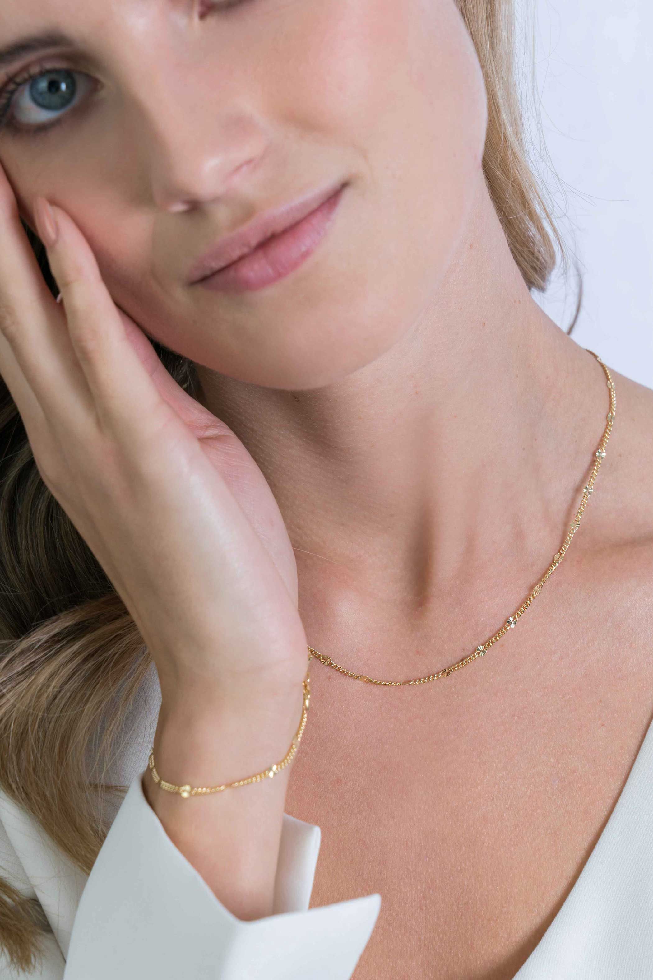 ZINZI silberne Kette 14K gelb vergoldet 45cm Gourmet Glieder ZIC2157G