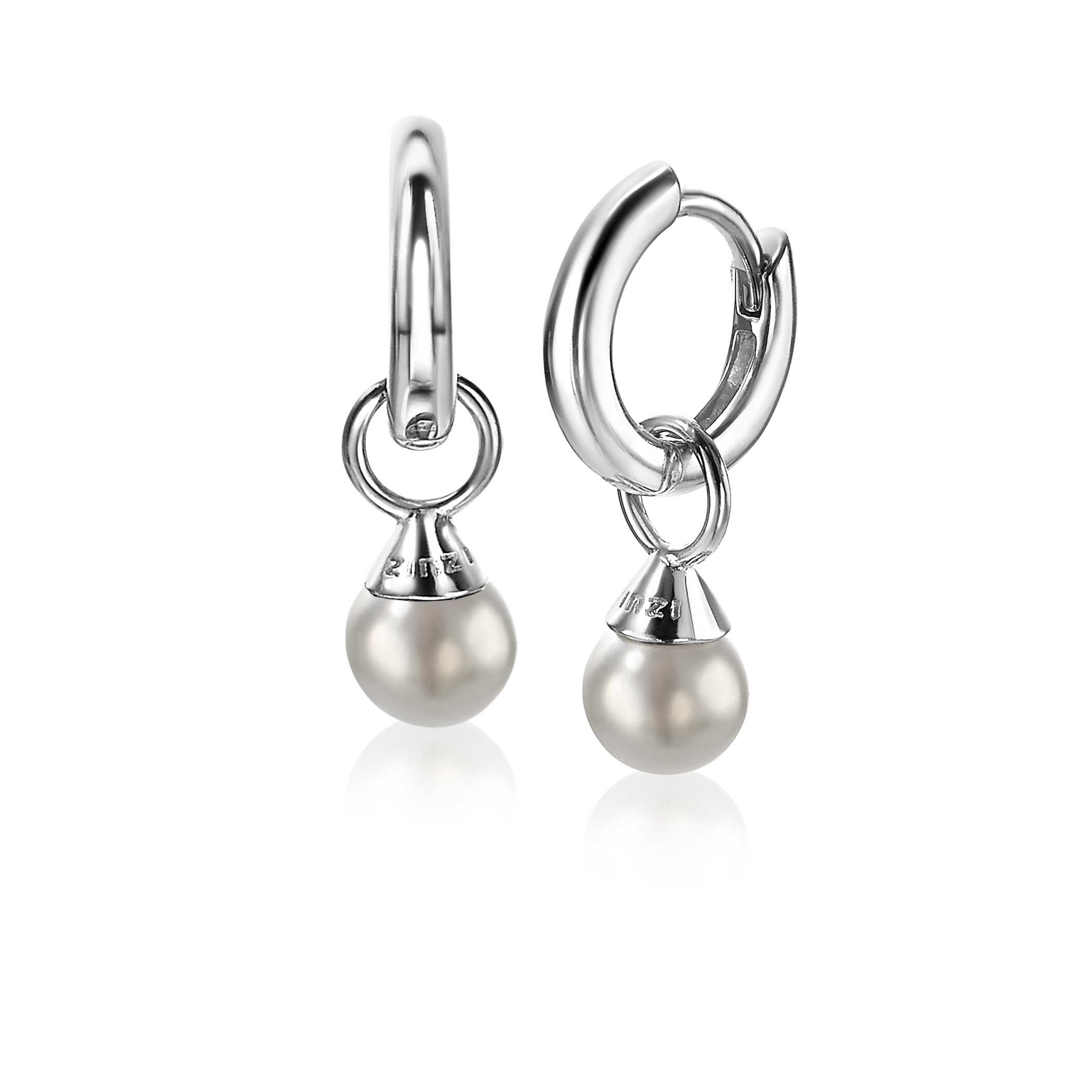 ZINZI silberne Ohrhänger Perlen hellgrau 6mm ZICH1749LG