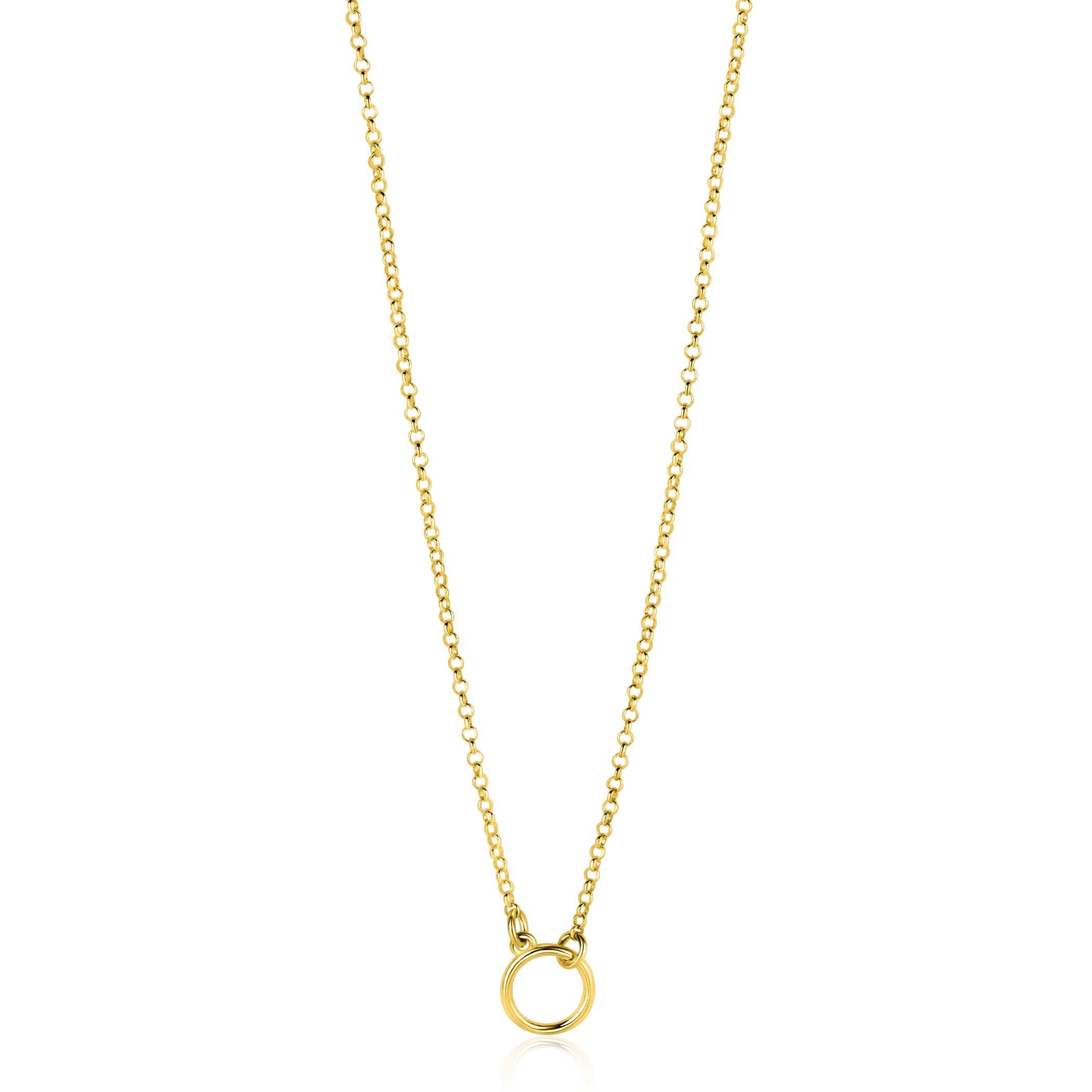 ZINZI zlv. collier gg.verg. met open rondje